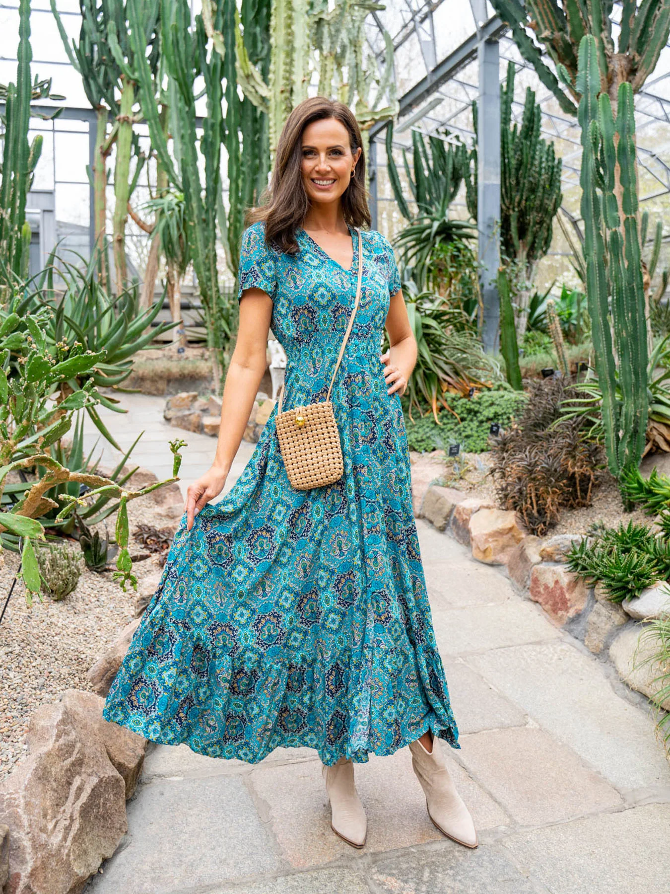 Barbara Dress - Green Paisley