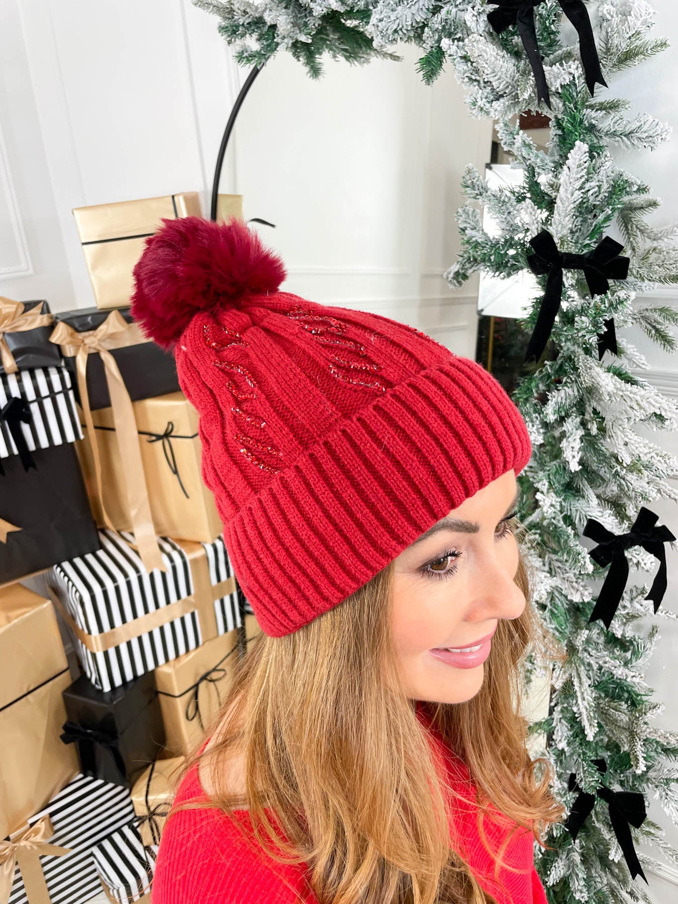 Brair Bobble Hat - Red - Image 3