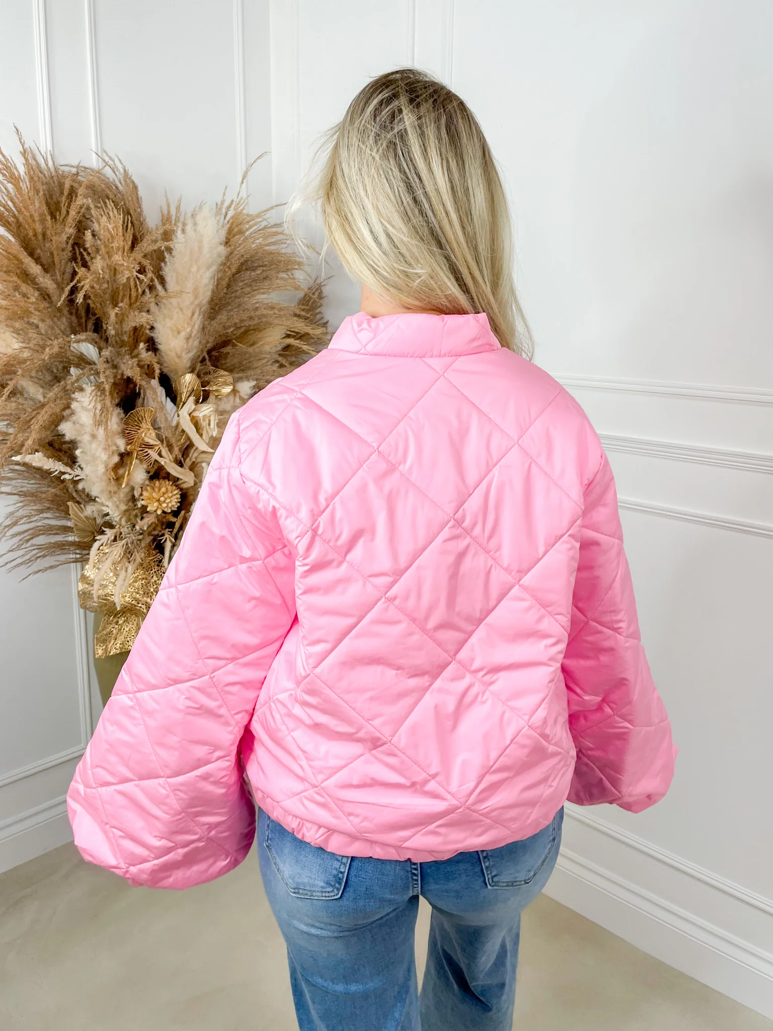 Brontë Balloon Sleeve Quilted Jacket - Pink - Image 9