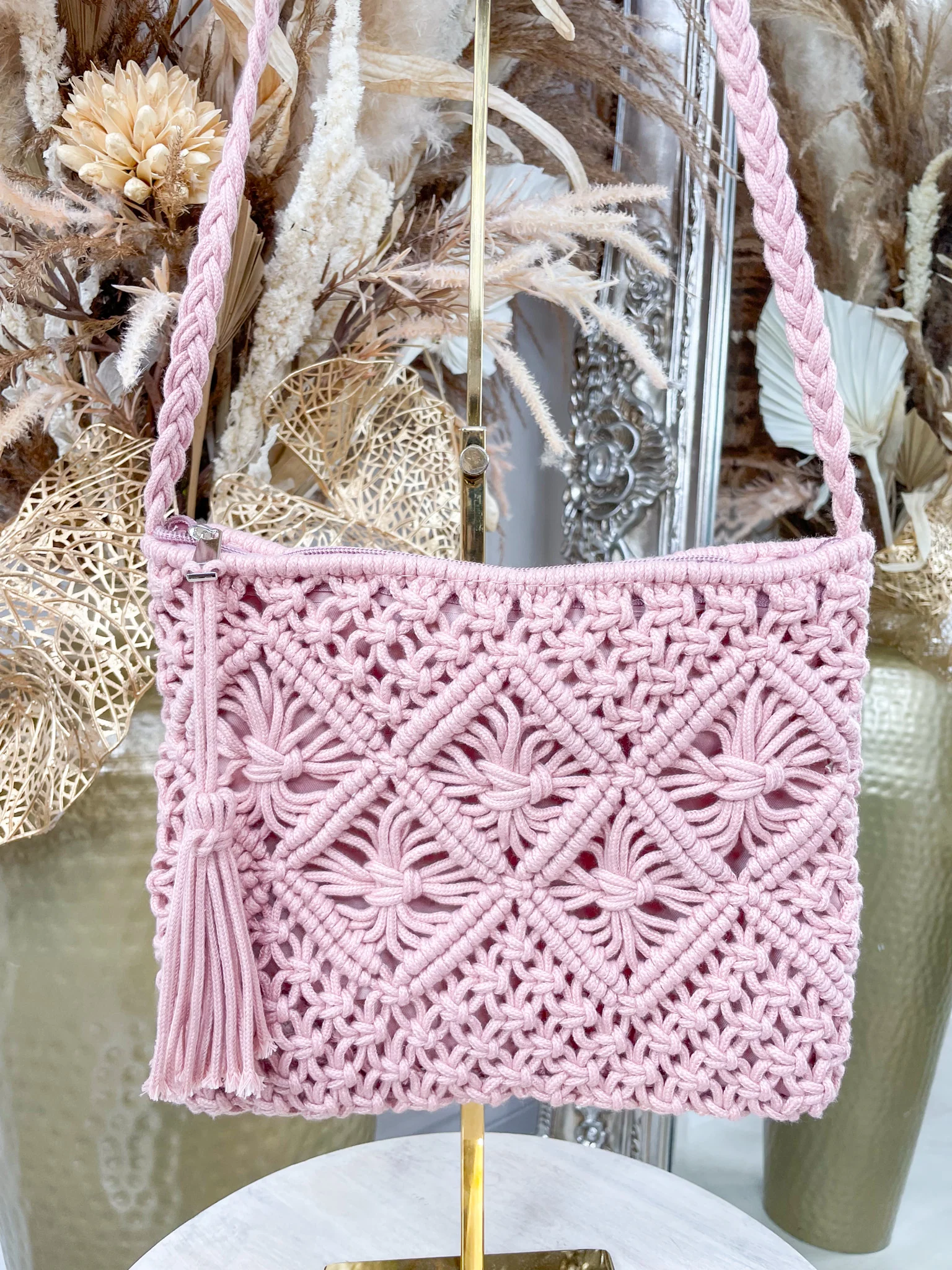 Calista Crochet Bag - Pink