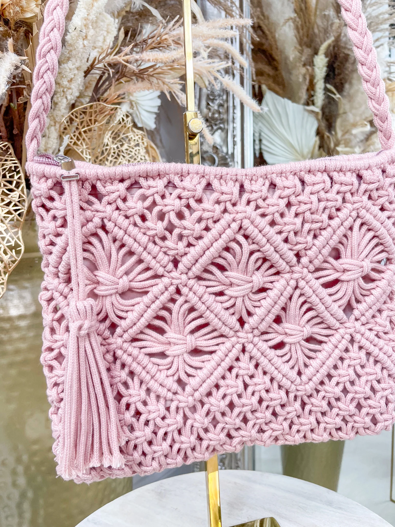 Calista Crochet Bag - Pink - Image 2