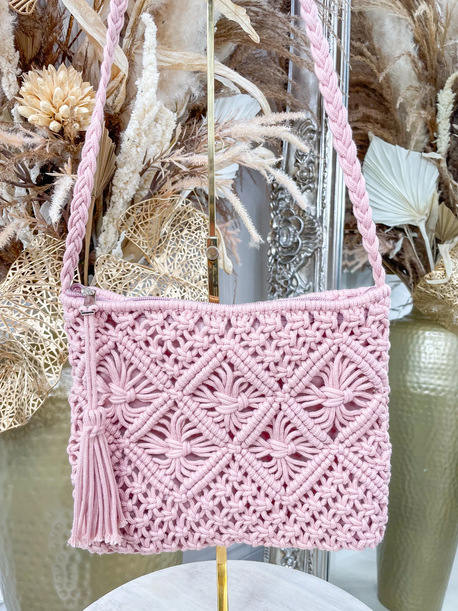 Calista Crochet Bag - Pink - Image 3