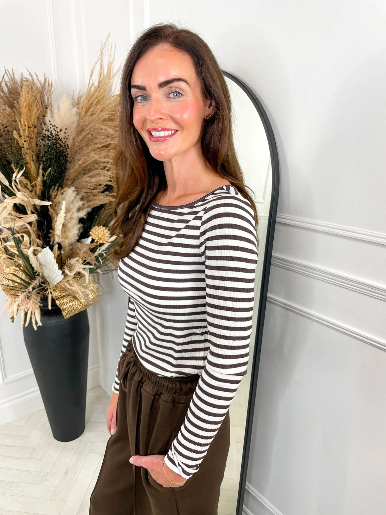 Cella Stripe Top - Brown - Image 4