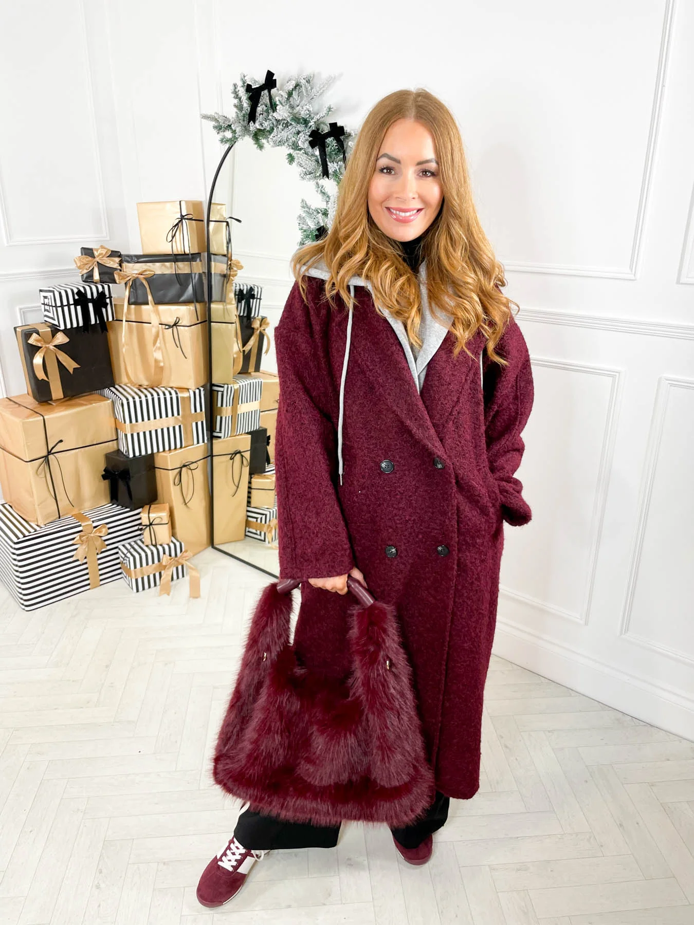 City Break Woolly Coat - Burgundy - Image 2