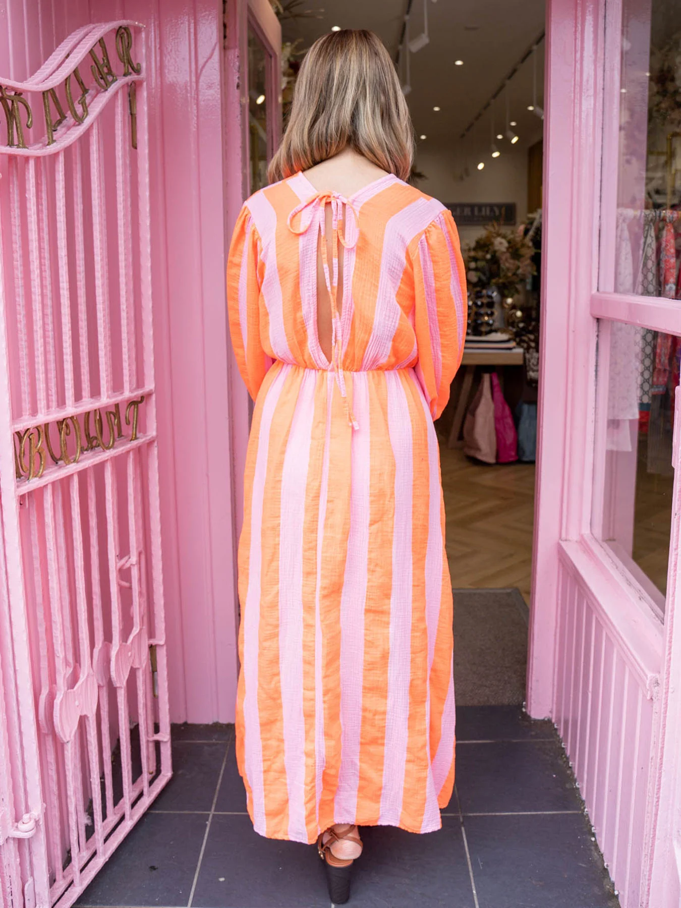 Crete Midi Dress - Orange Stripe - Image 3