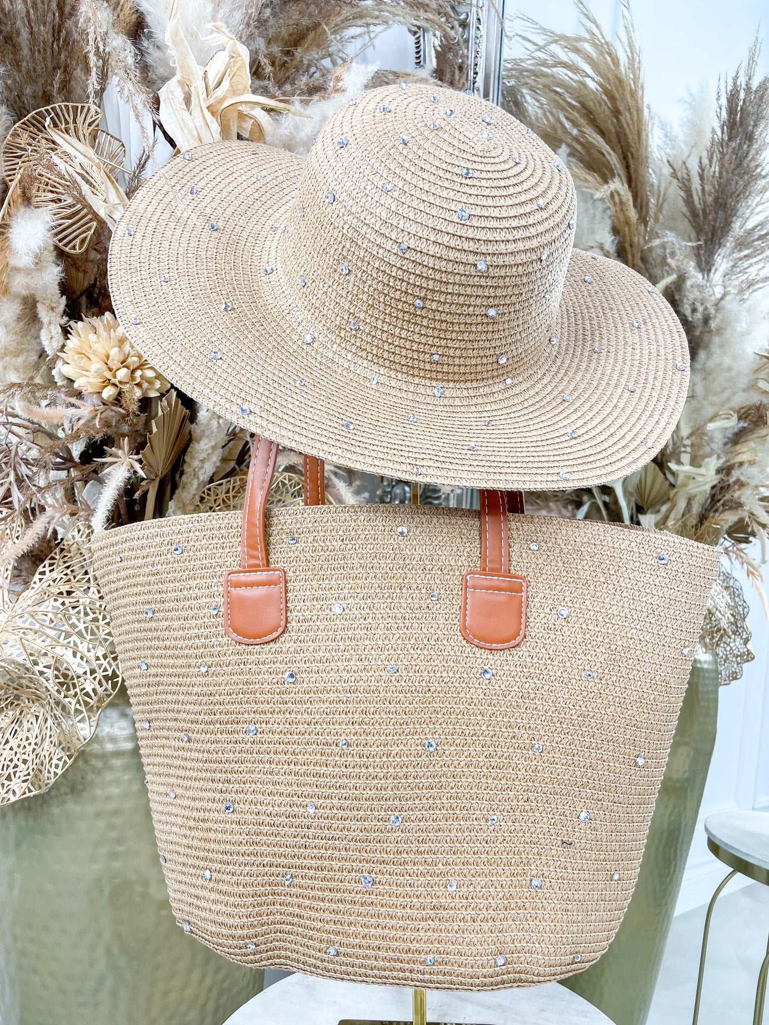 Diamontè Beach Bag And Hat Set