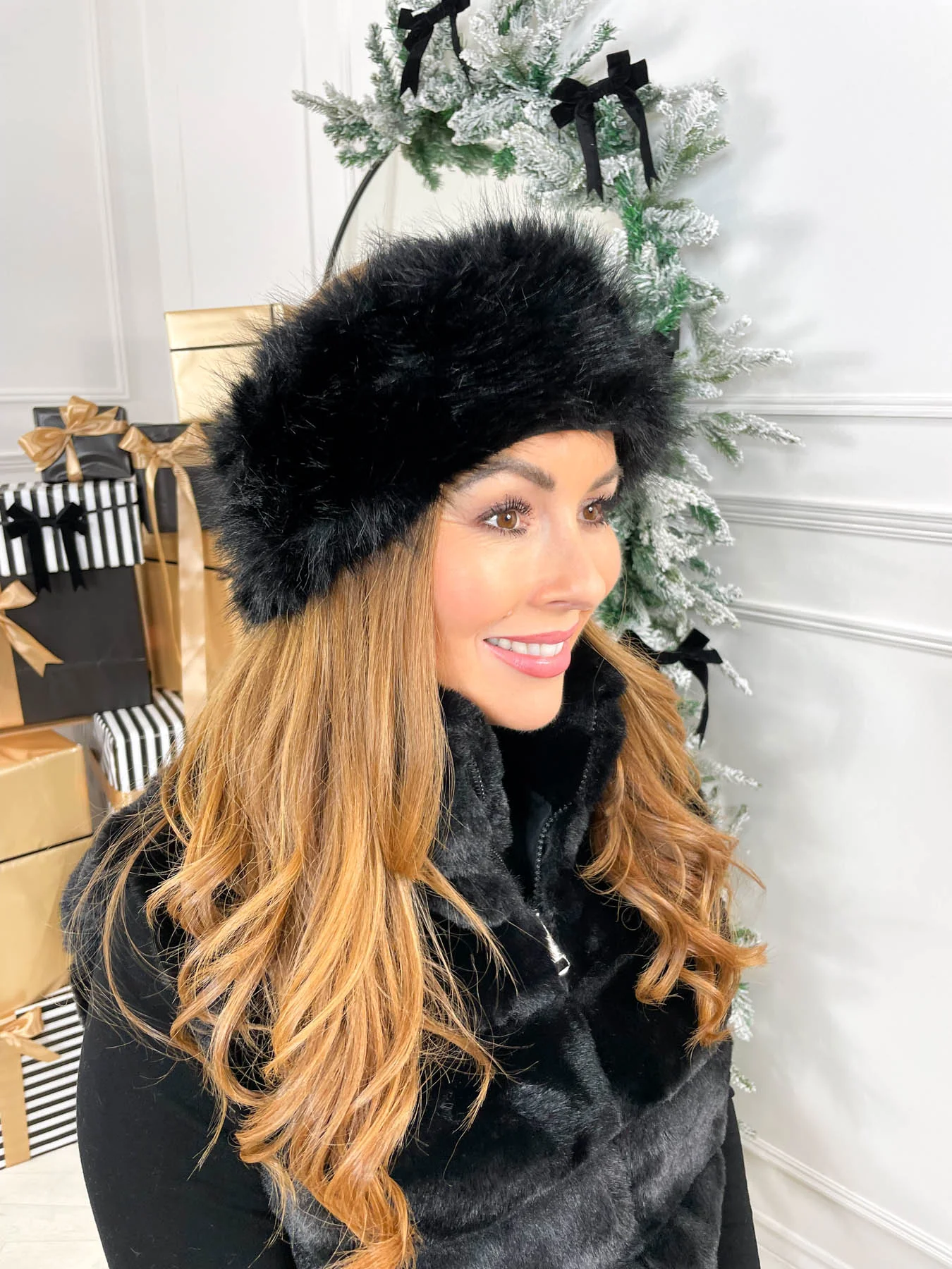 Eira Fur Headband- Black - Image 2