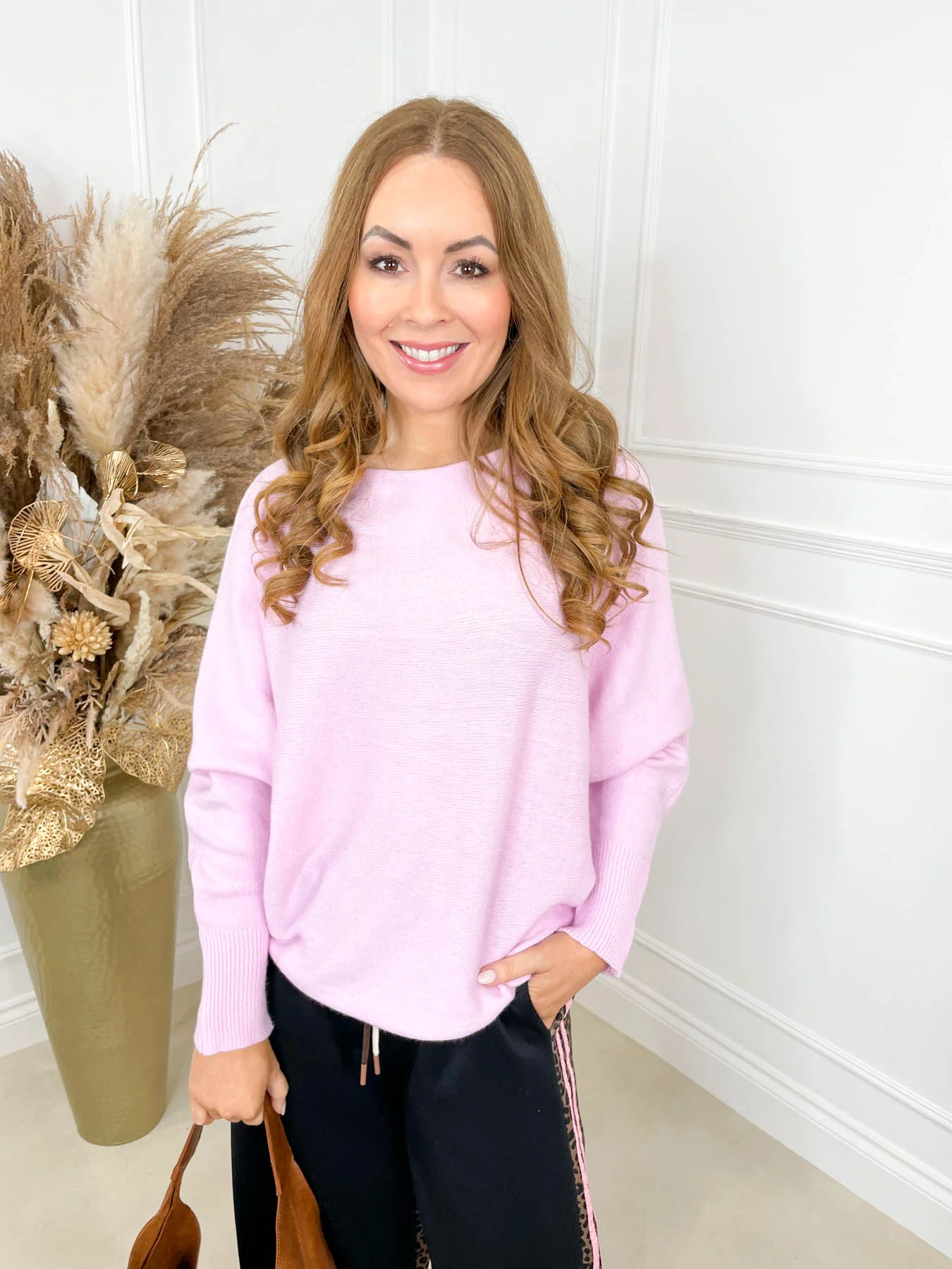 Eleanor Knitted Pearl Jumper - Baby Pink