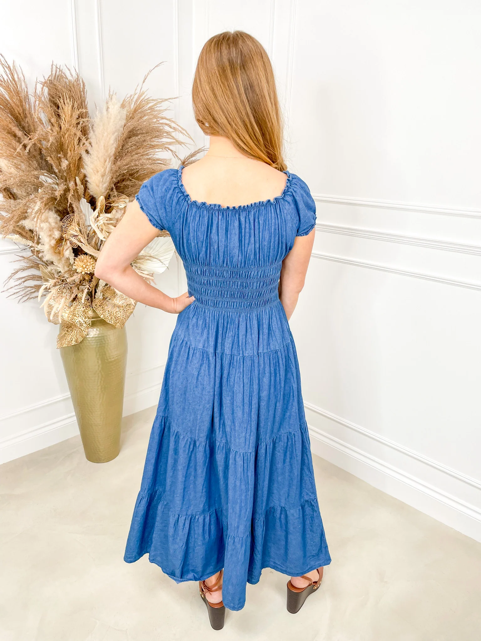 Ellen Denim Bardot Dress - Image 5