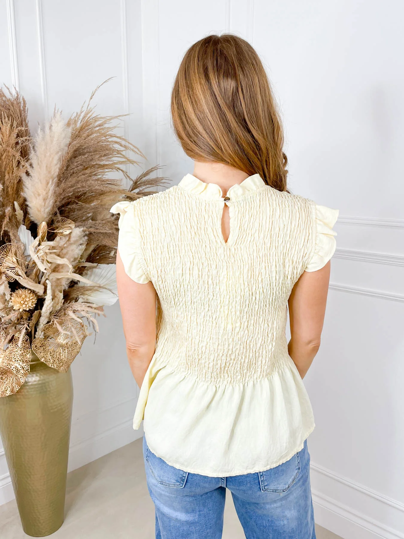 Elodie Shirred Top - Yellow - Image 6