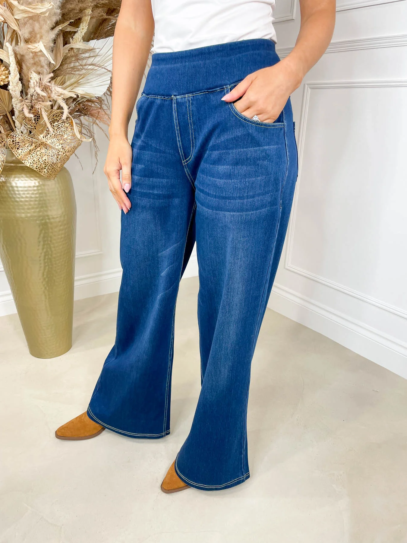 Fleur Wide Leg Jeans - Dark Denim - Image 2