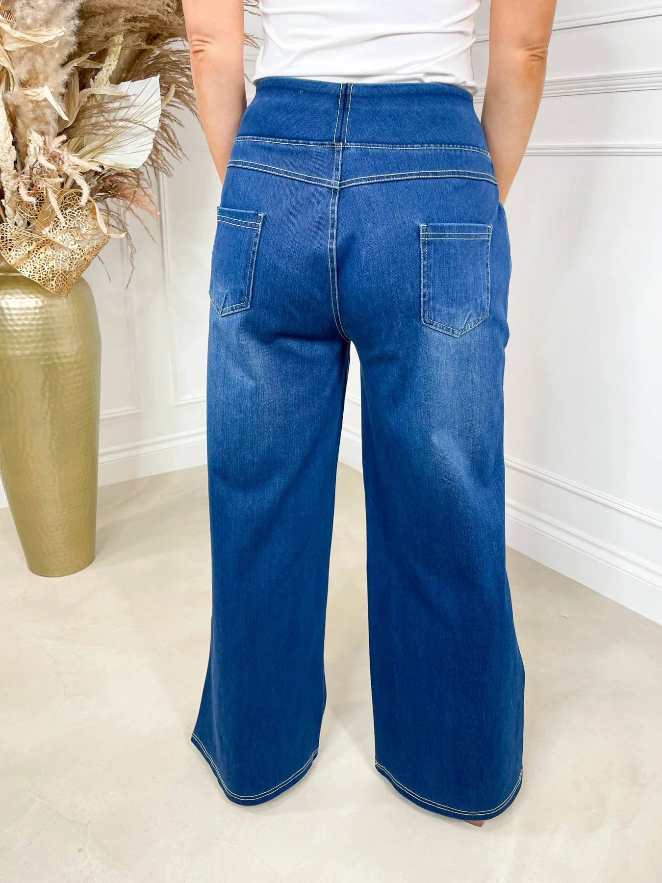 Fleur Wide Leg Jeans - Dark Denim - Image 5