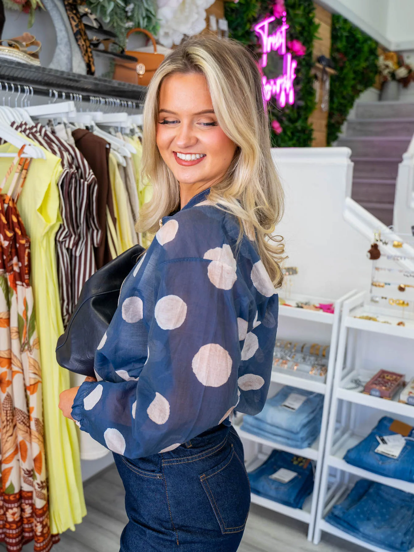 Ginny Polka Dot Jacket - Navy - Dispatching Monday 11th May - Image 3