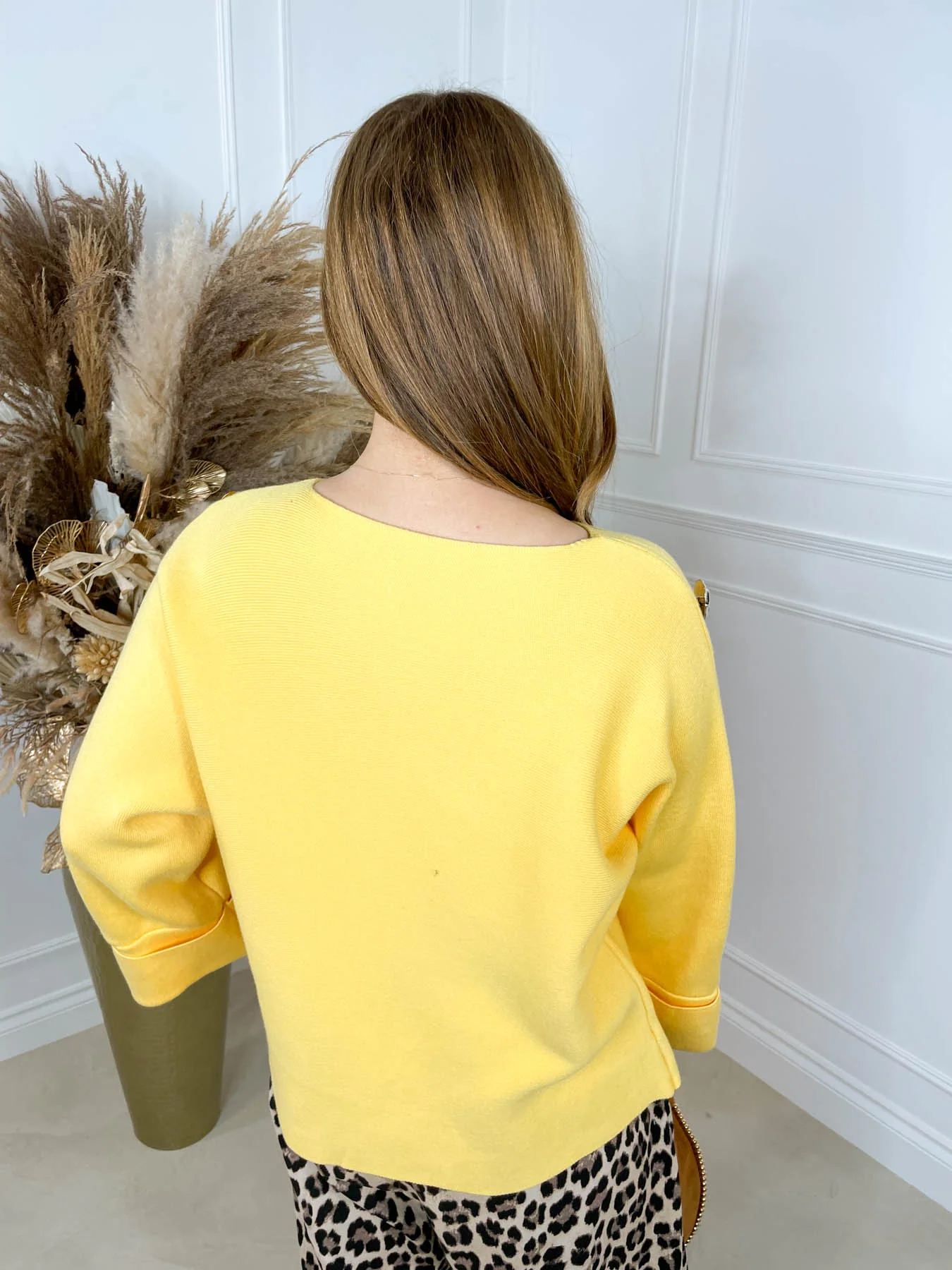 Harlow Button Sleeve Knit - Yellow - Image 6