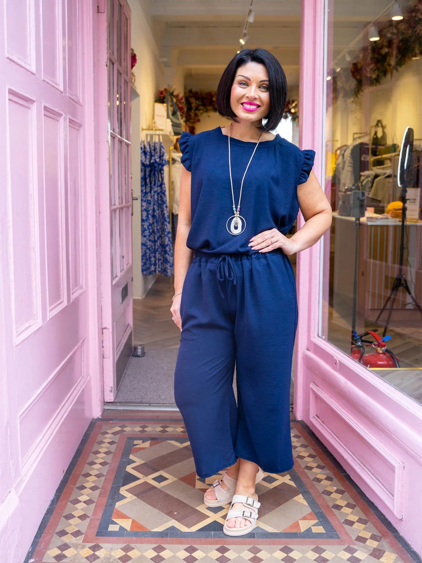 Isla Necklace Two Piece Set - Navy