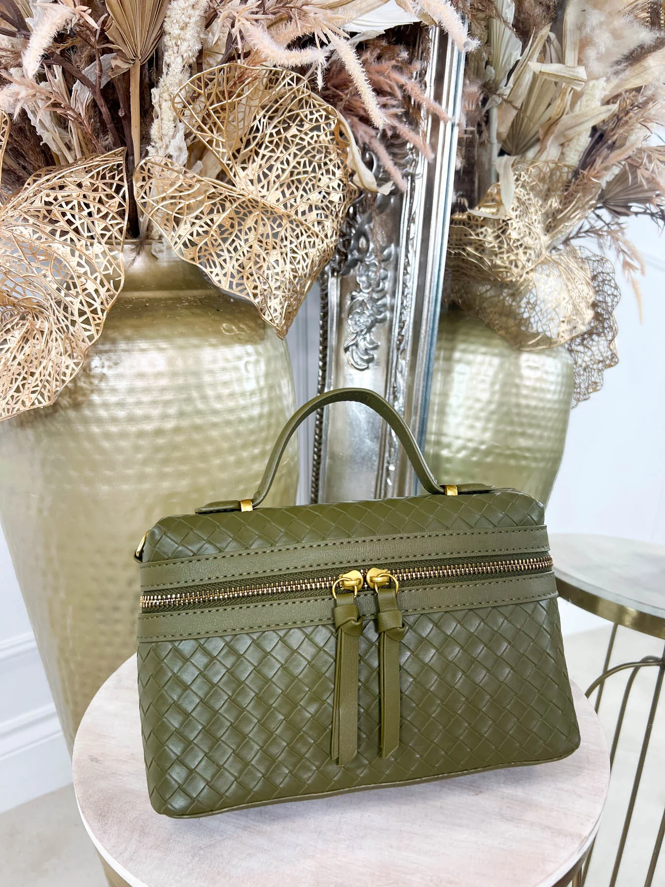 Jade Woven Bag - Olive