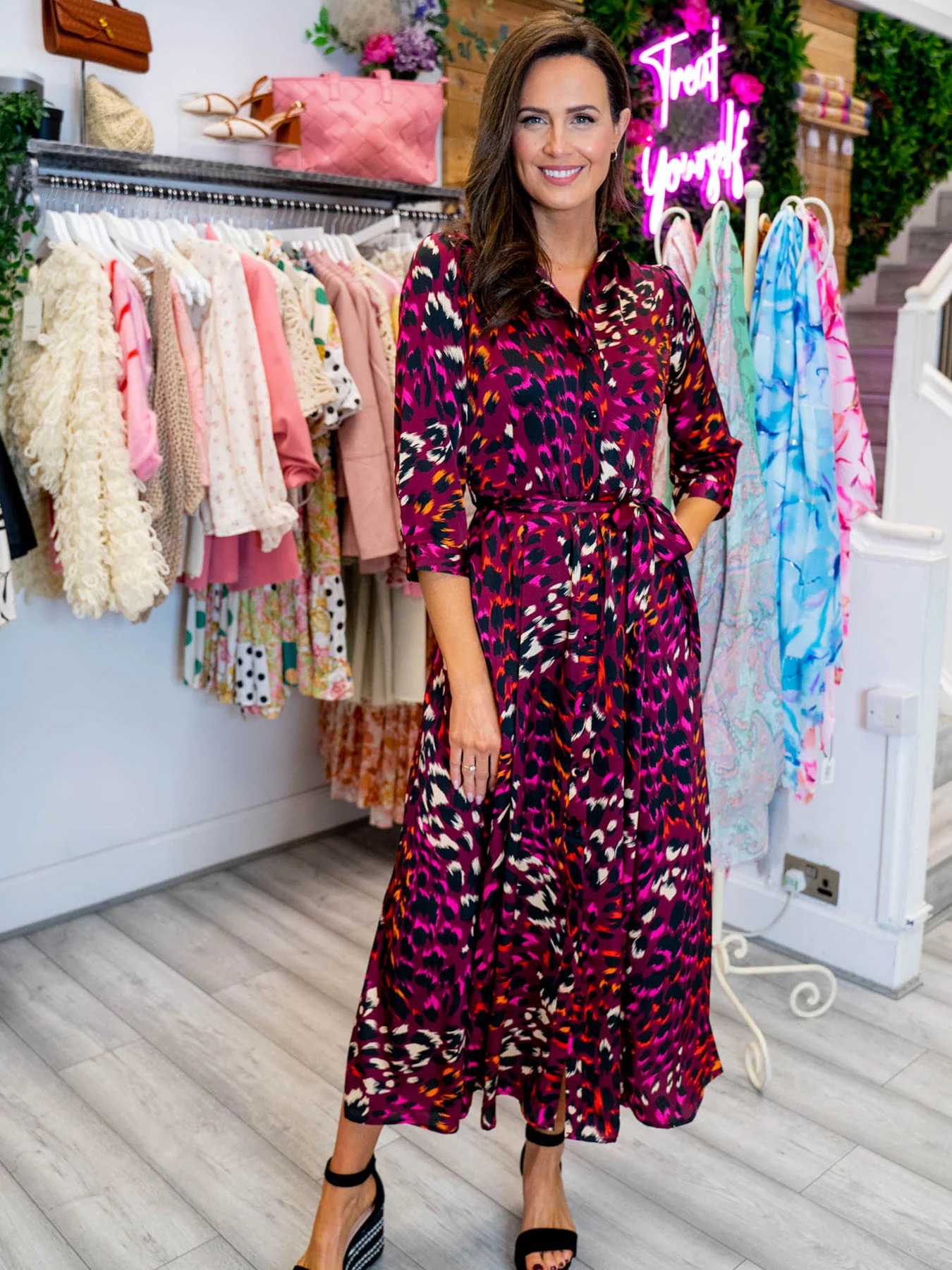 Kali Dress Multi Animal - Plum
