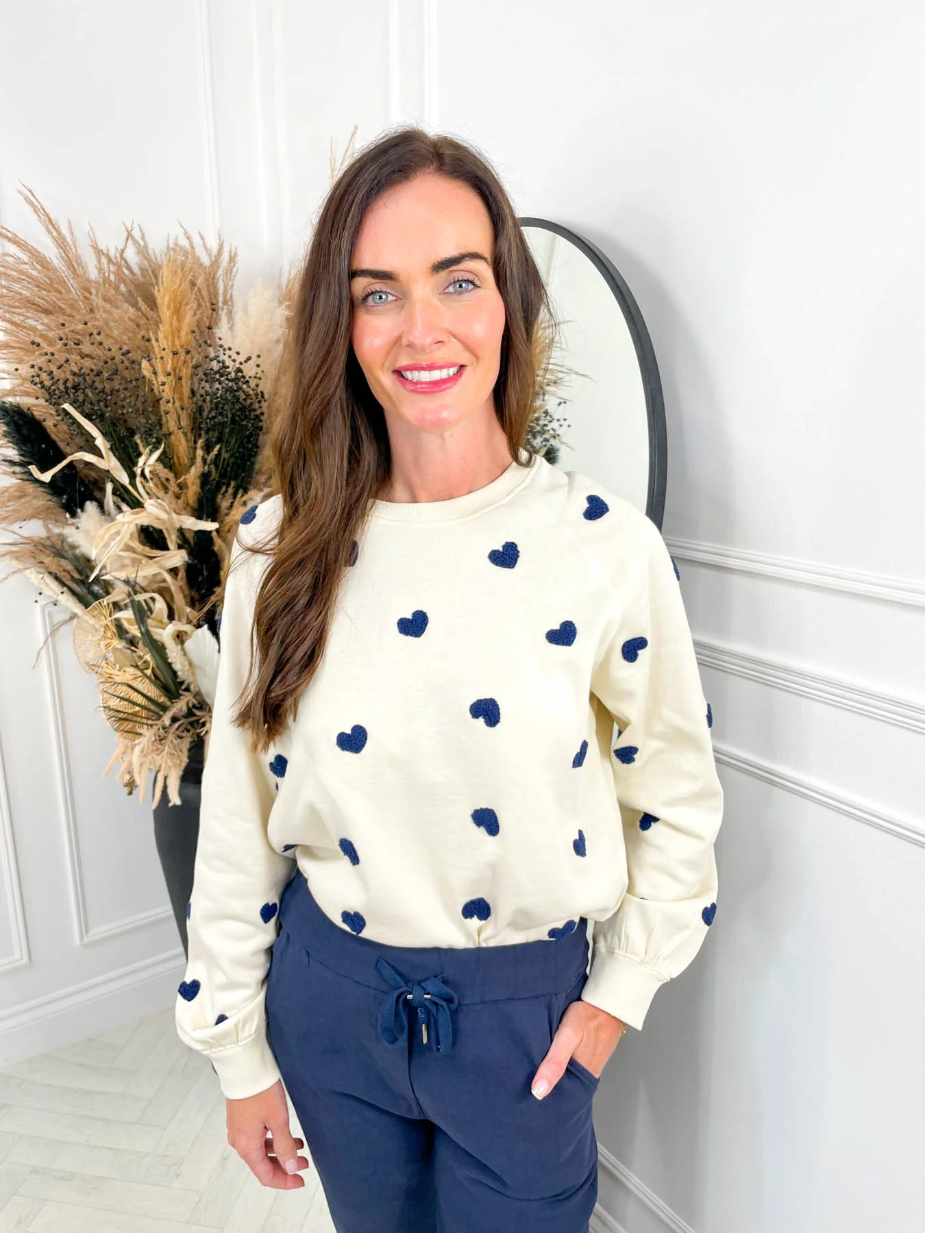 Kasa Sweatshirt - Navy Heart Print - Image 2