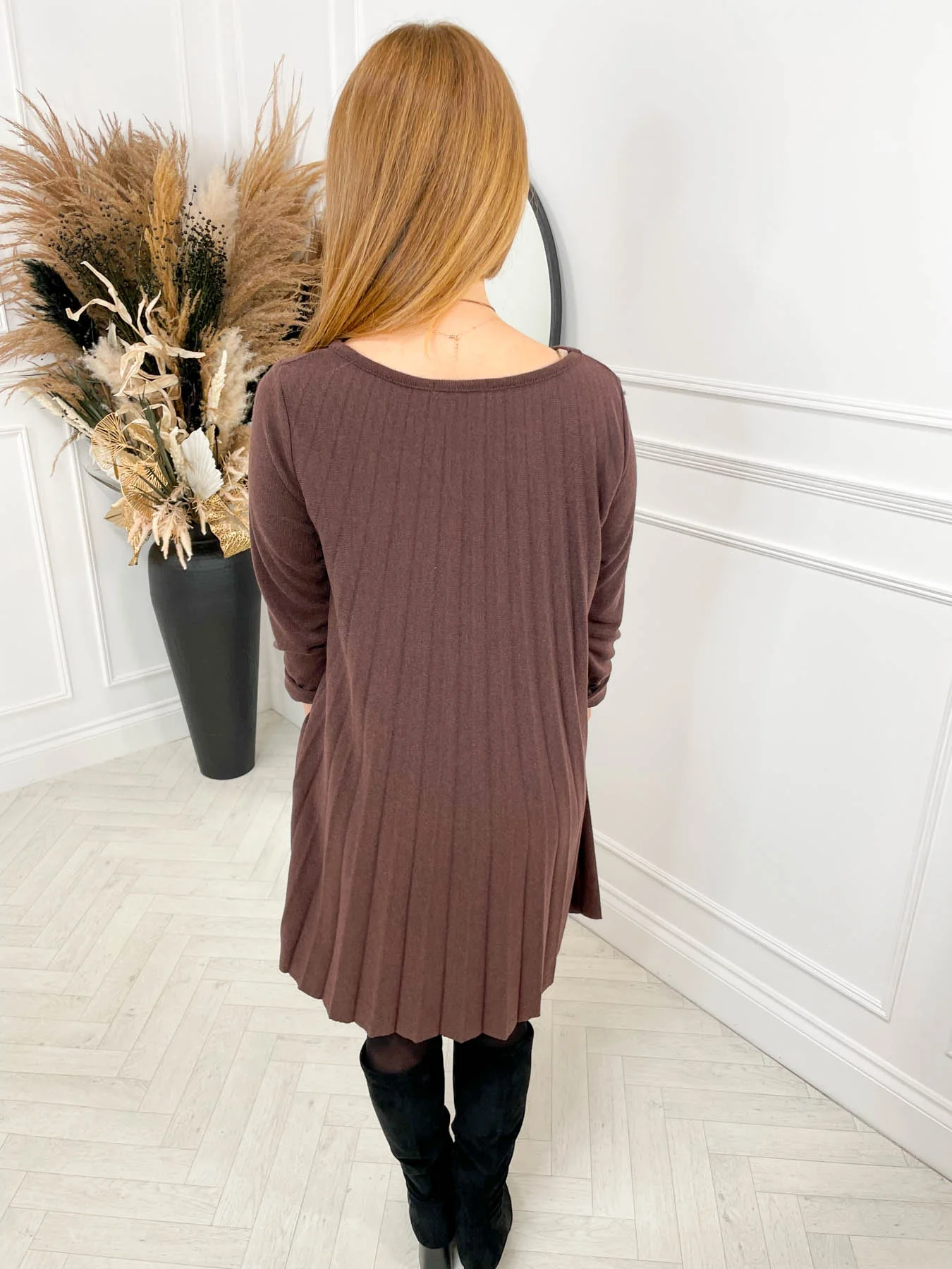 Katie Knitted Dress - Chocolate - Image 6