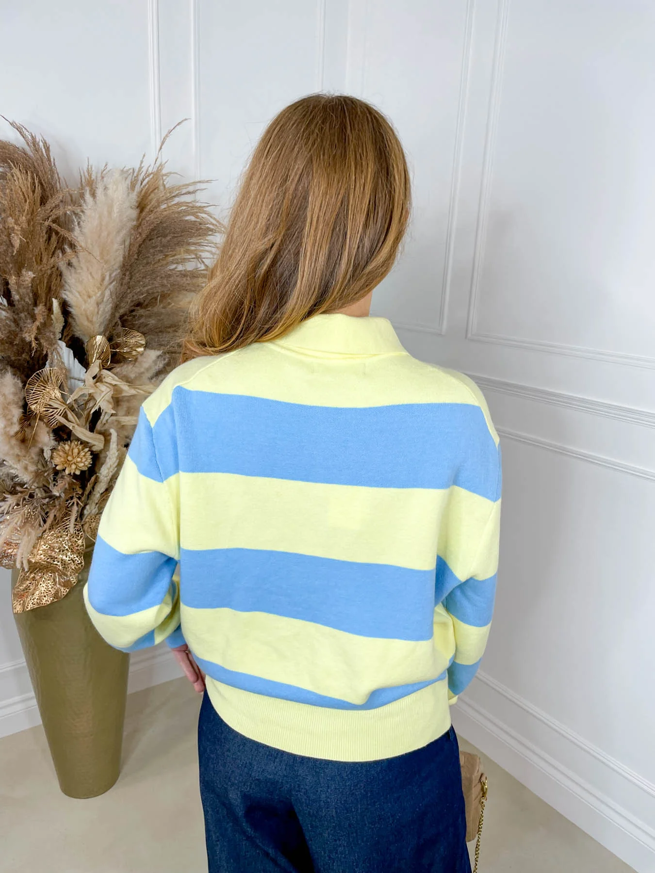 Leigh Striped Polo Knitted Top - Image 6