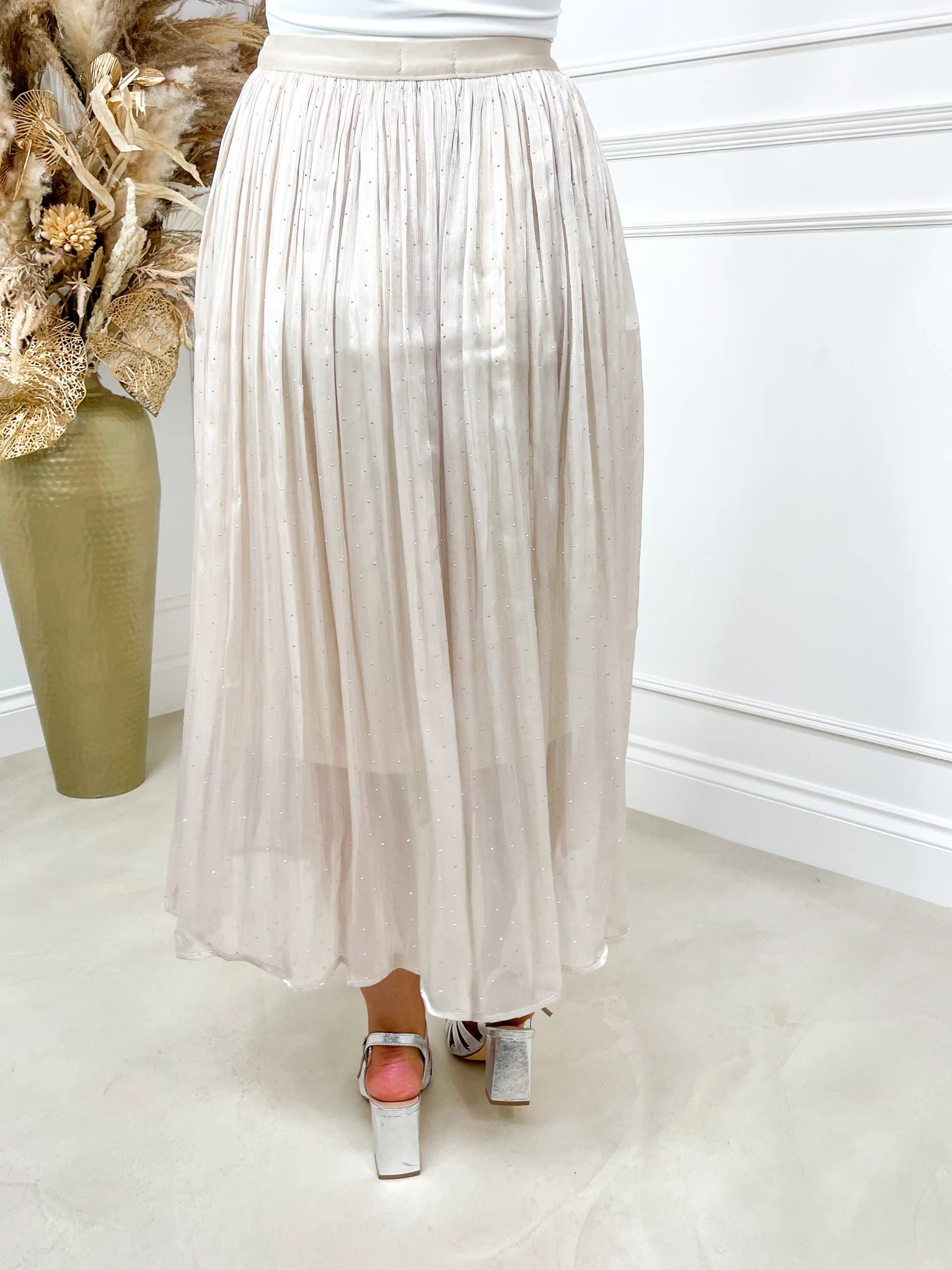 Liberty Diamantè Midi Skirt - Beige - Image 6