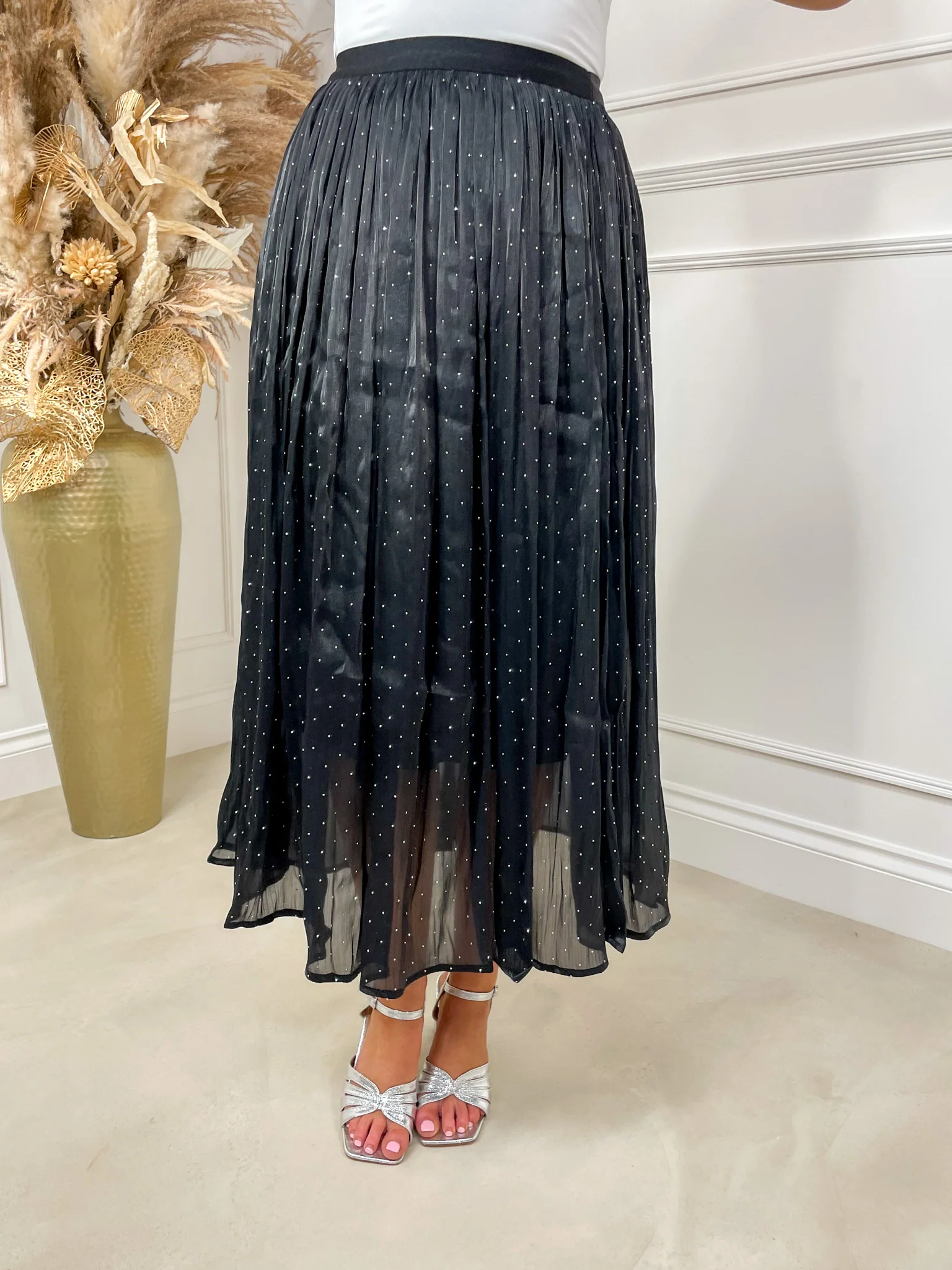 Liberty Diamanté Midi Skirt - Black - Image 4