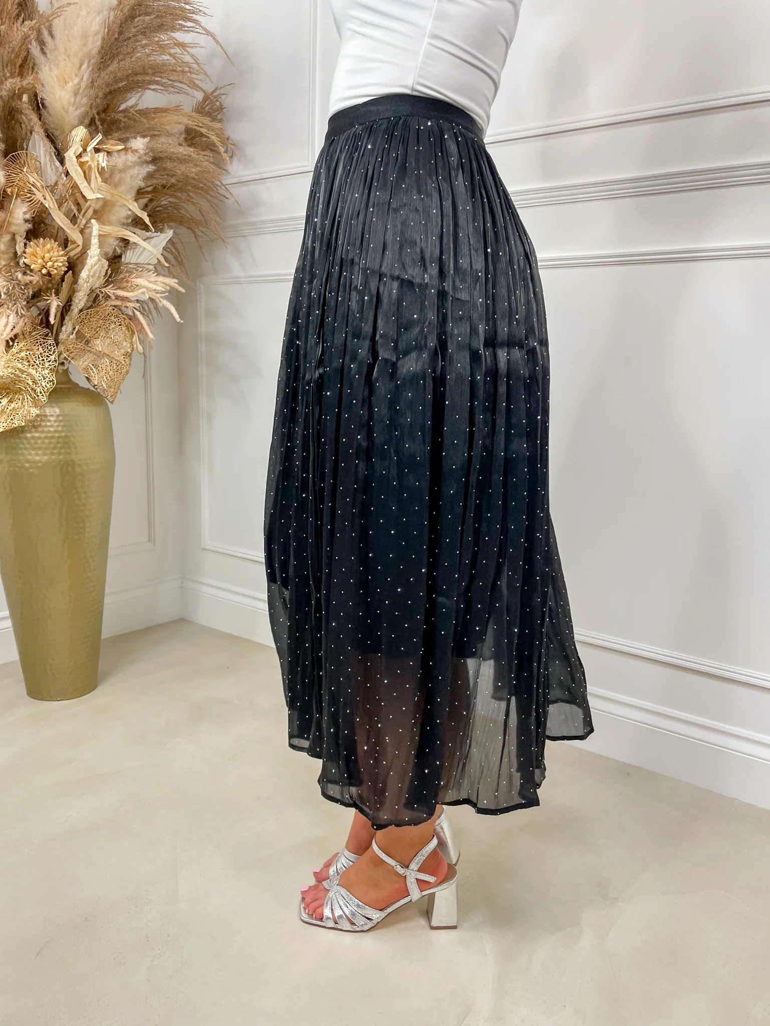 Liberty Diamanté Midi Skirt - Black - Image 5