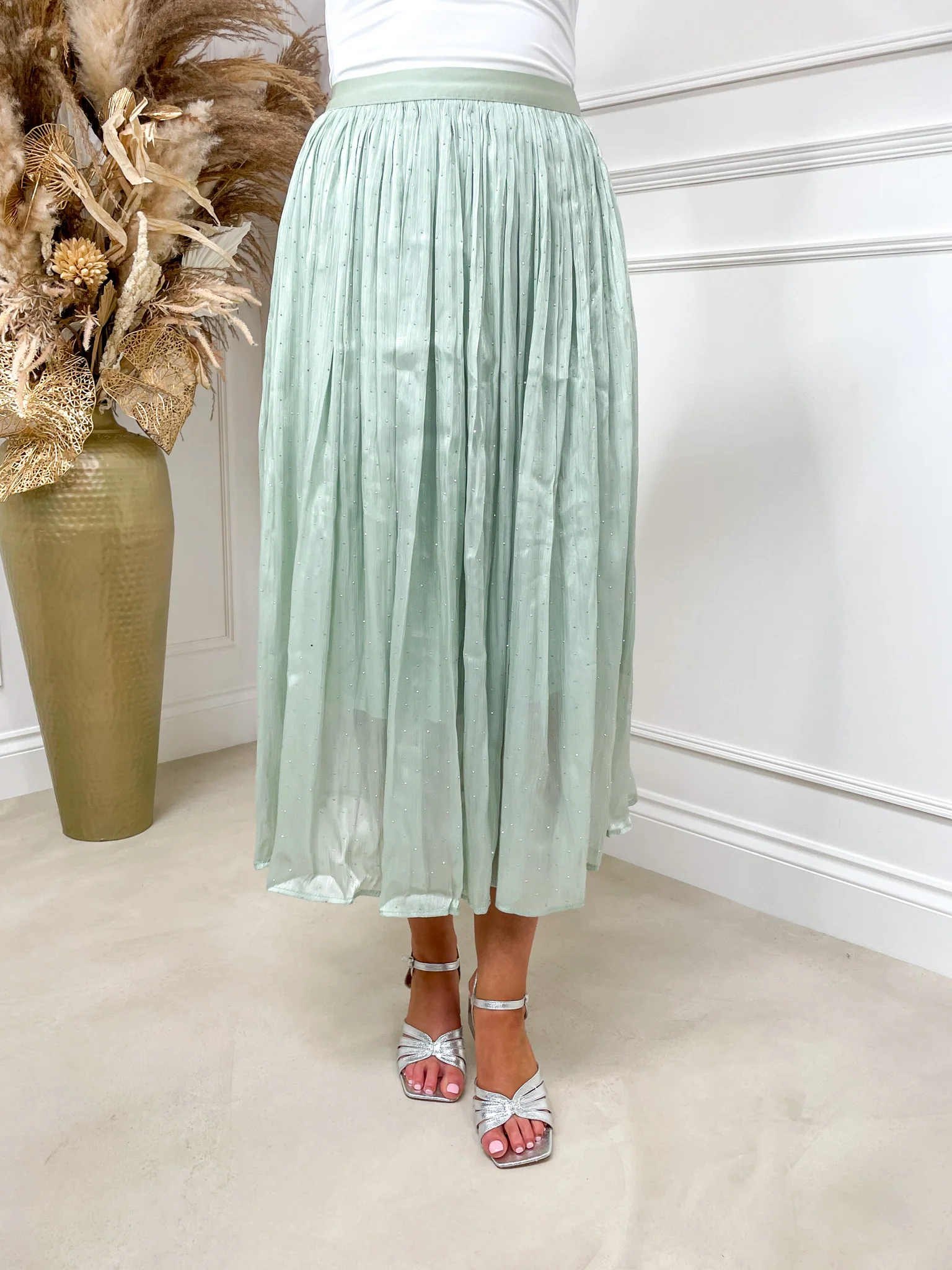 Liberty Diamantè Midi Skirt - Sage - Image 4