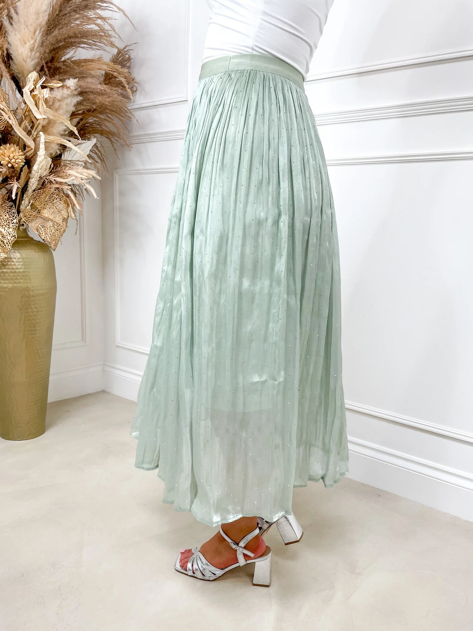 Liberty Diamantè Midi Skirt - Sage - Image 5