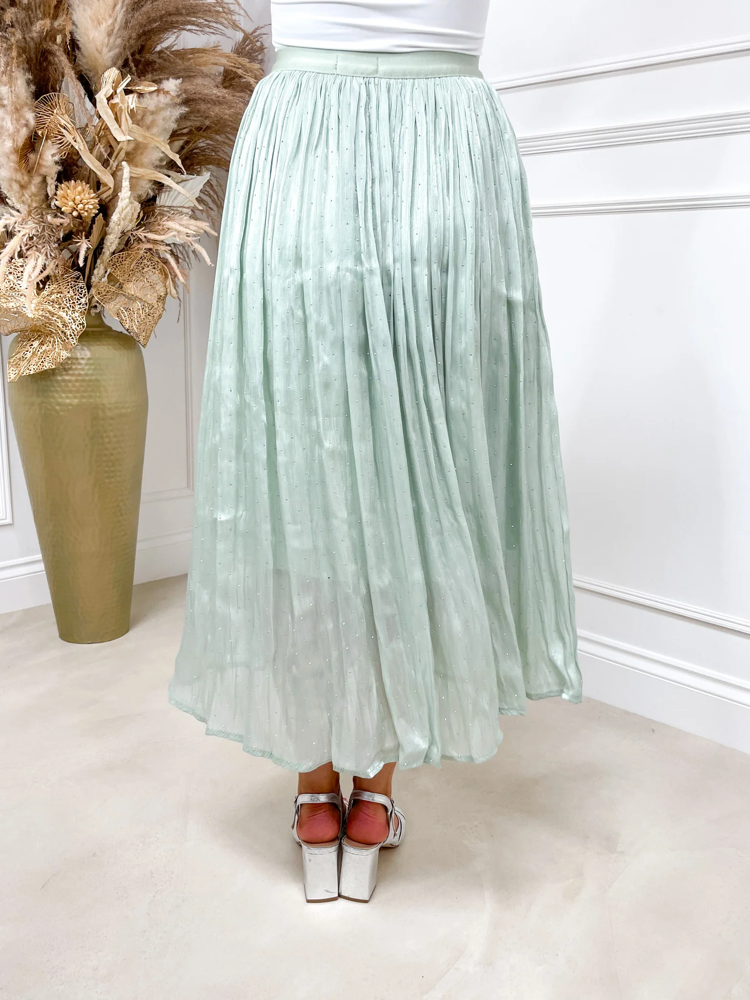 Liberty Diamantè Midi Skirt - Sage - Image 6