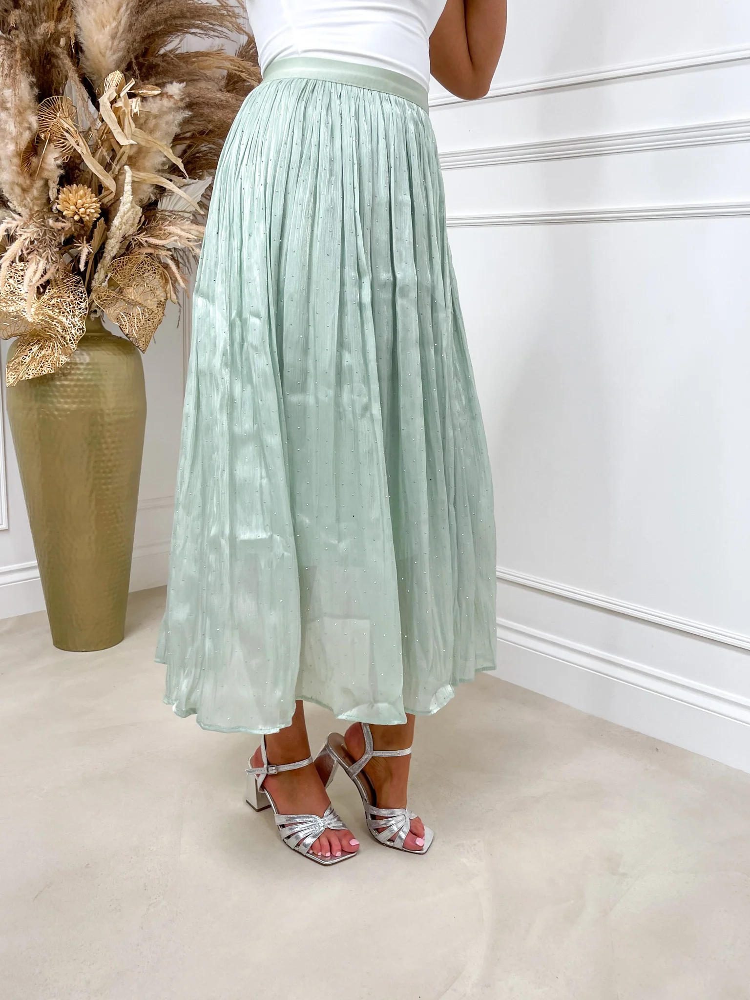 Liberty Diamantè Midi Skirt - Sage - Image 7