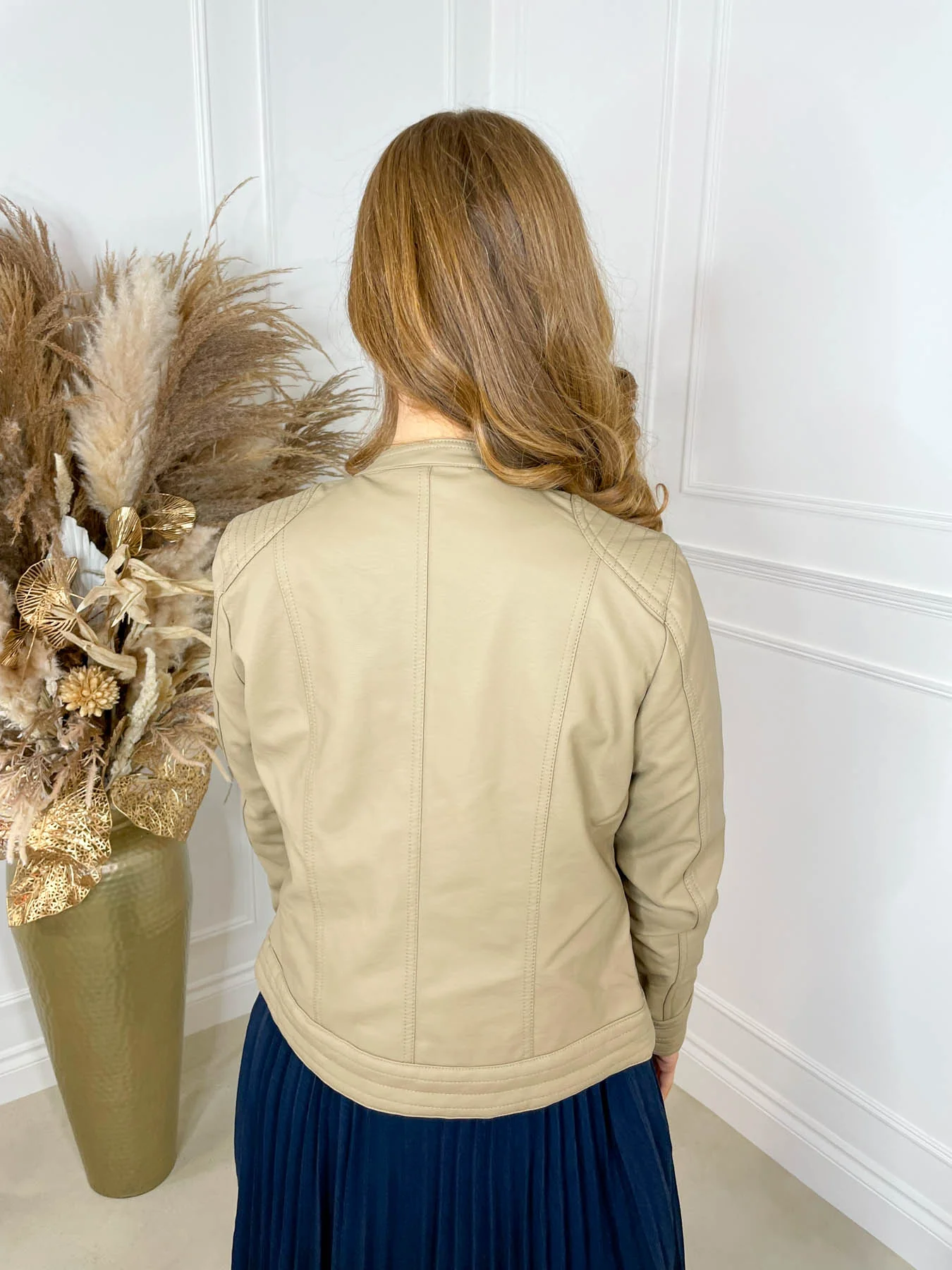 Lochan Leather Jacket - Beige - Image 4