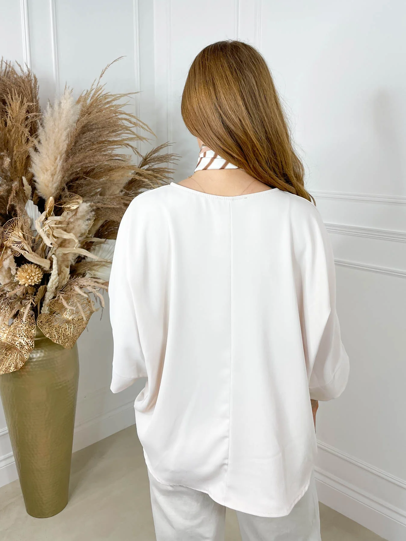 Margie Neck Scarf Top - Beige - Image 6