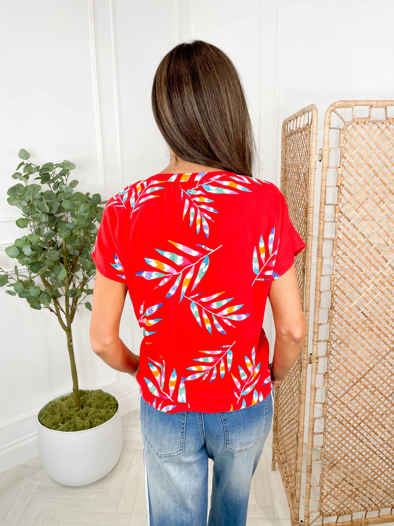 Marielle Blouse - Red Rainbow Fronds by Sugarhill Brighton - Image 6