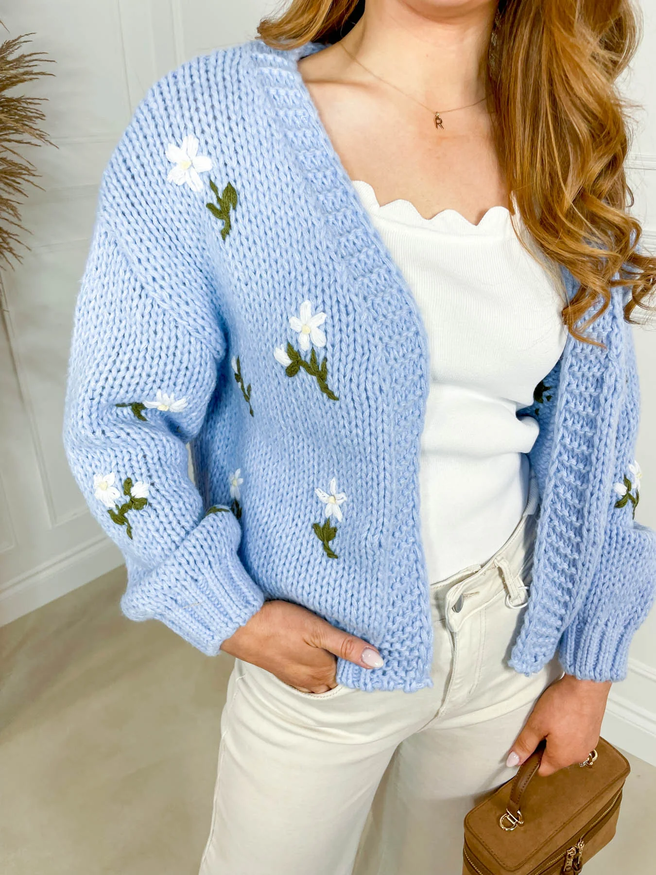 Meadow Chunky Knit Cardigan - Baby Blue - Image 8