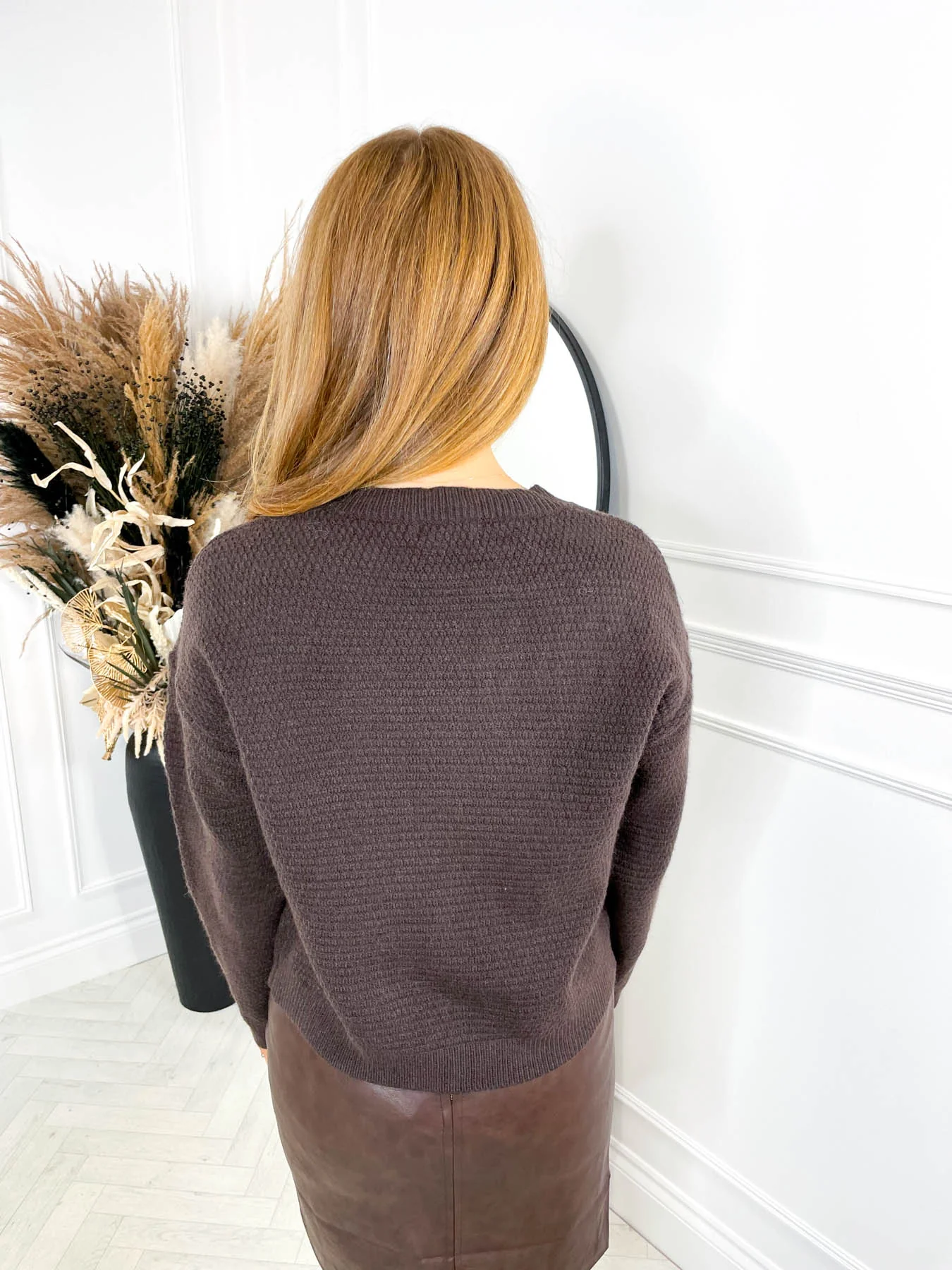 Naomi Knitted Cardigan - Chocolate - Image 5