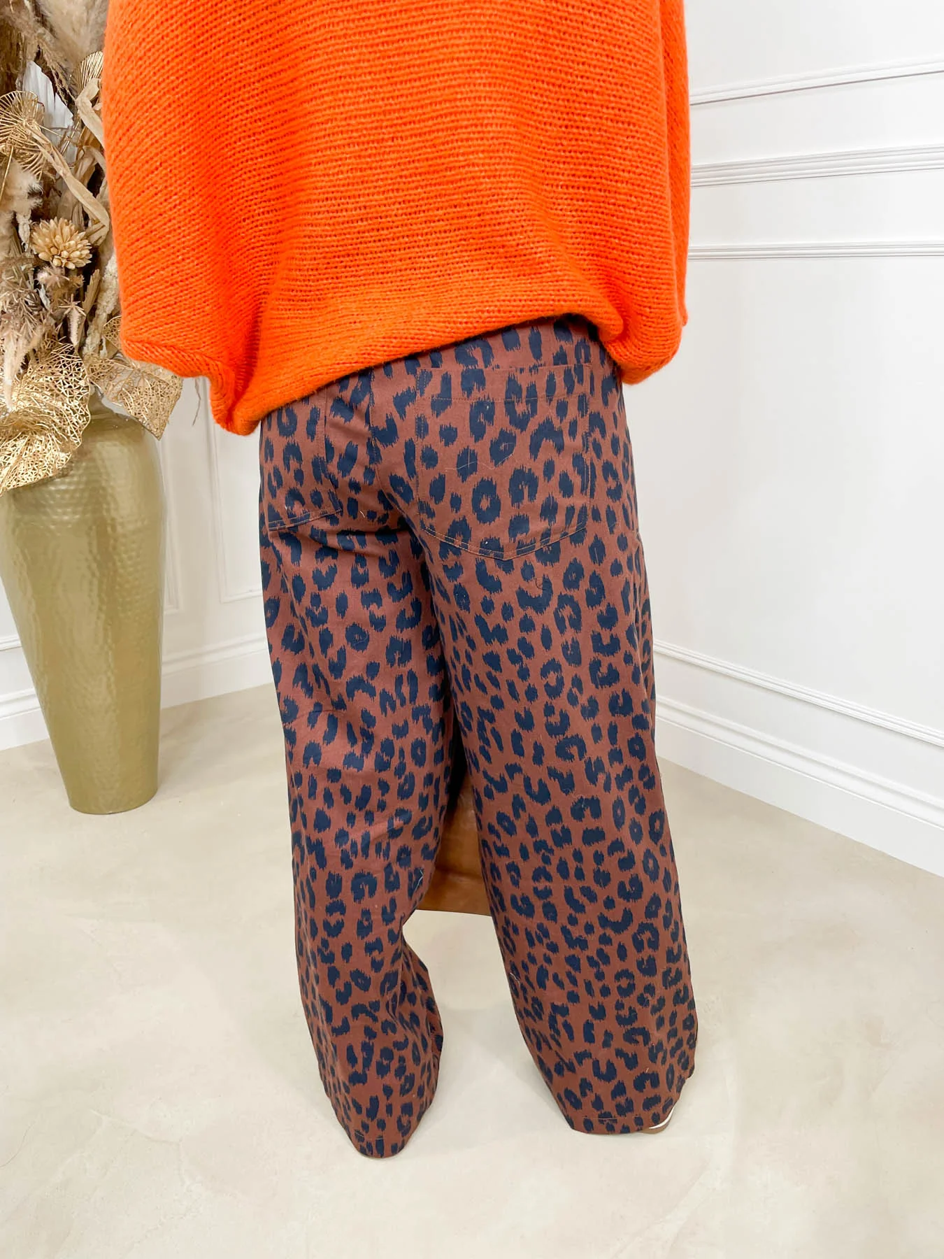 Nica Wide Leg Trousers - Rust Ikat Leopard by Sugarhill Brighton - Image 6