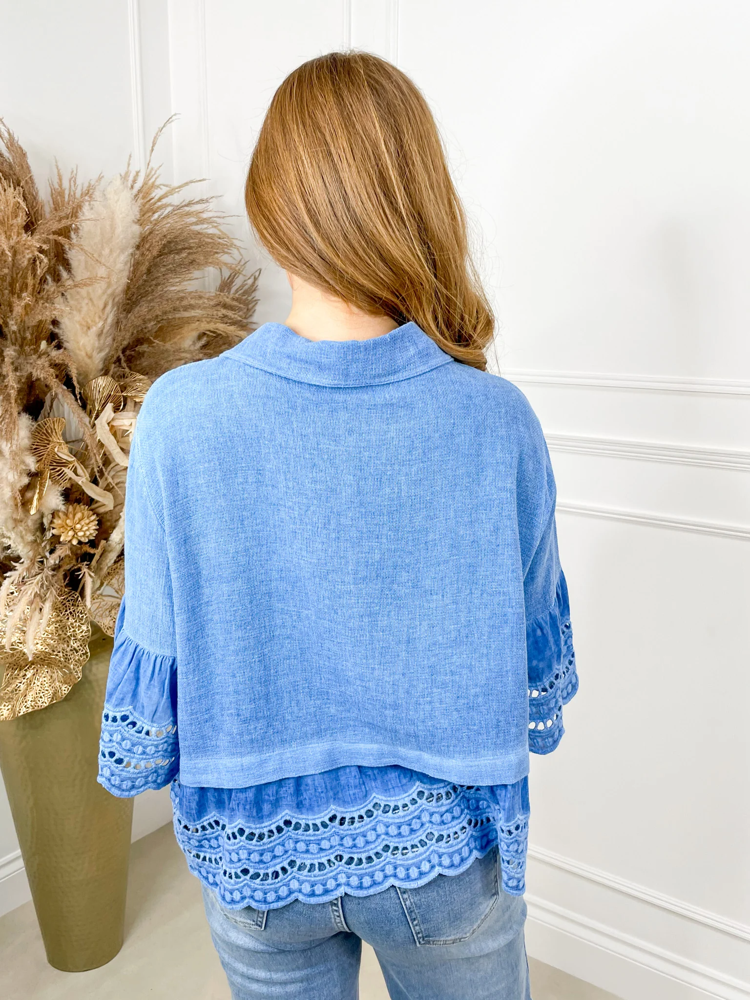 Odette Broderie Anglaise Top - Blue - Image 5