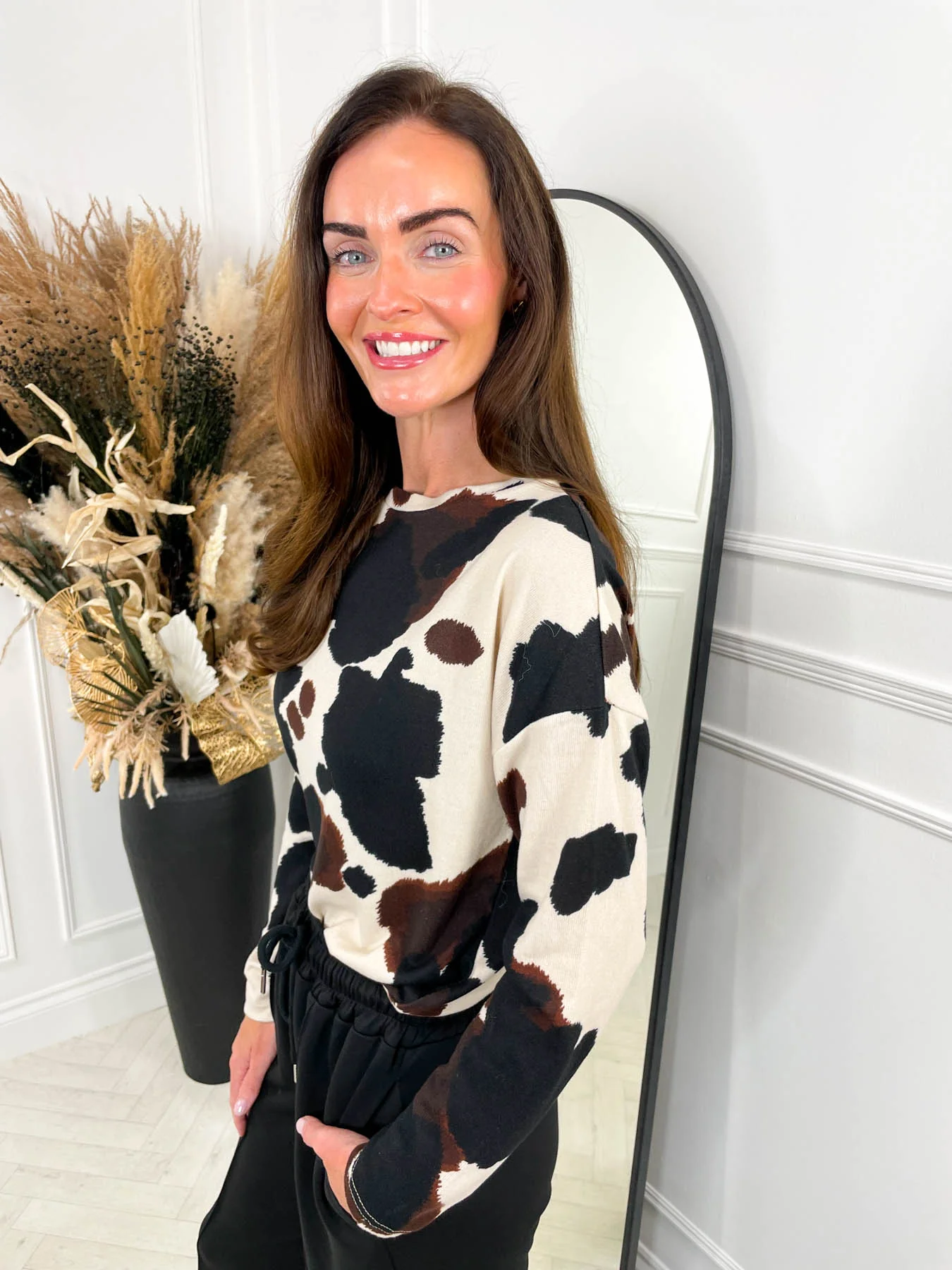 Pippa Knit- Brown Cow Print - Image 6