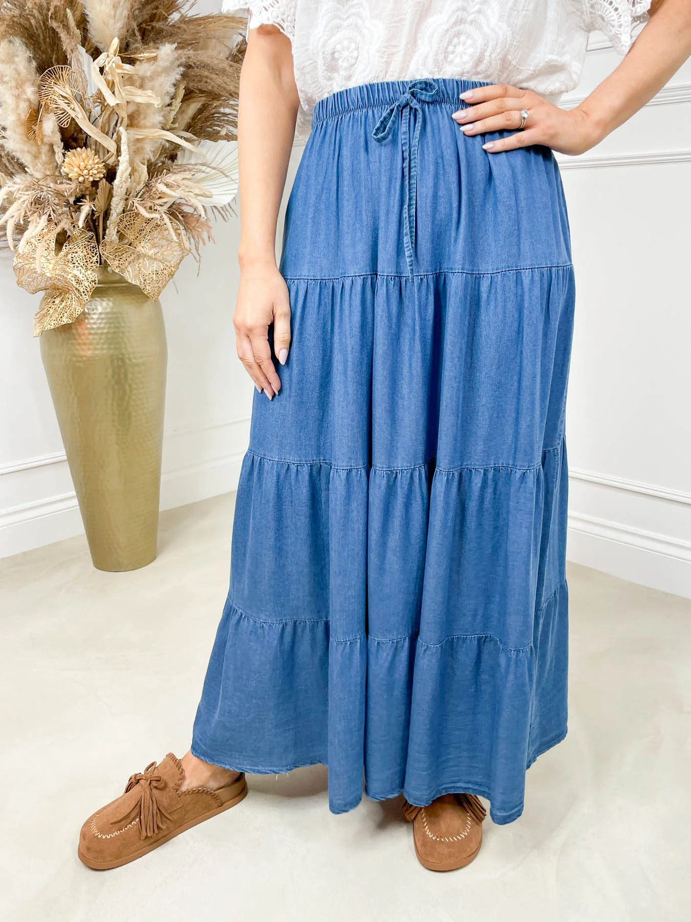 Polly Midi Skirt - Denim Blue - Image 3