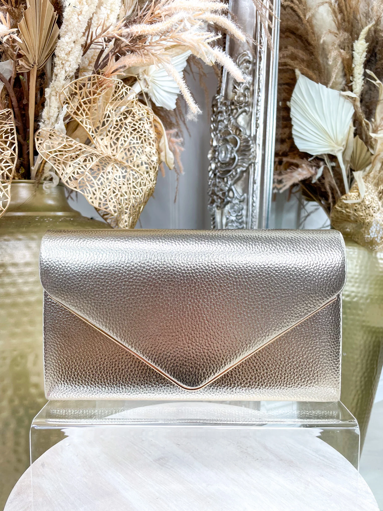Riley Faux Leather Clutch - Gold - Image 2