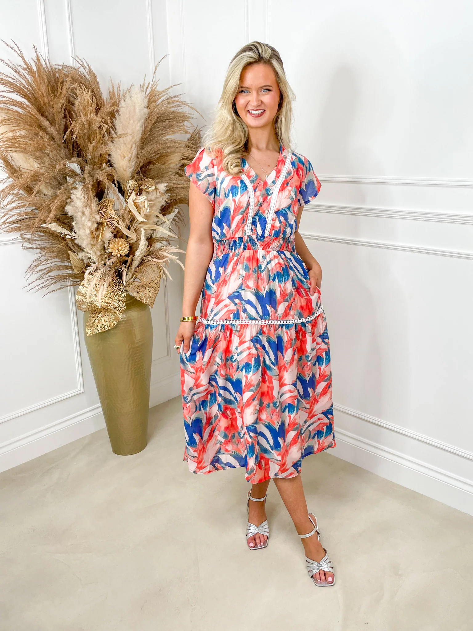 Sally Tea Dress - Orange Abstract - Image 4