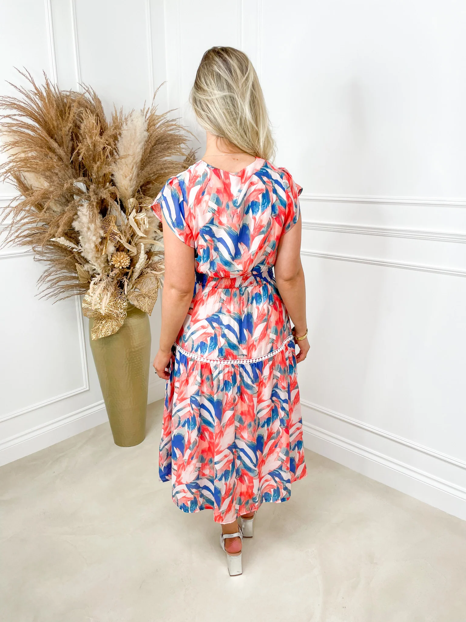 Sally Tea Dress - Orange Abstract - Image 6