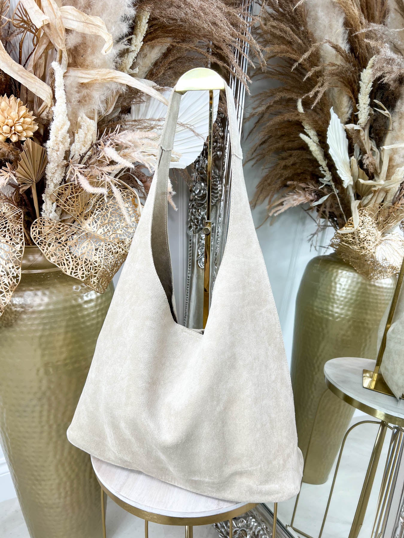 Soho Suedette Shoulder Bag - Beige - Image 2