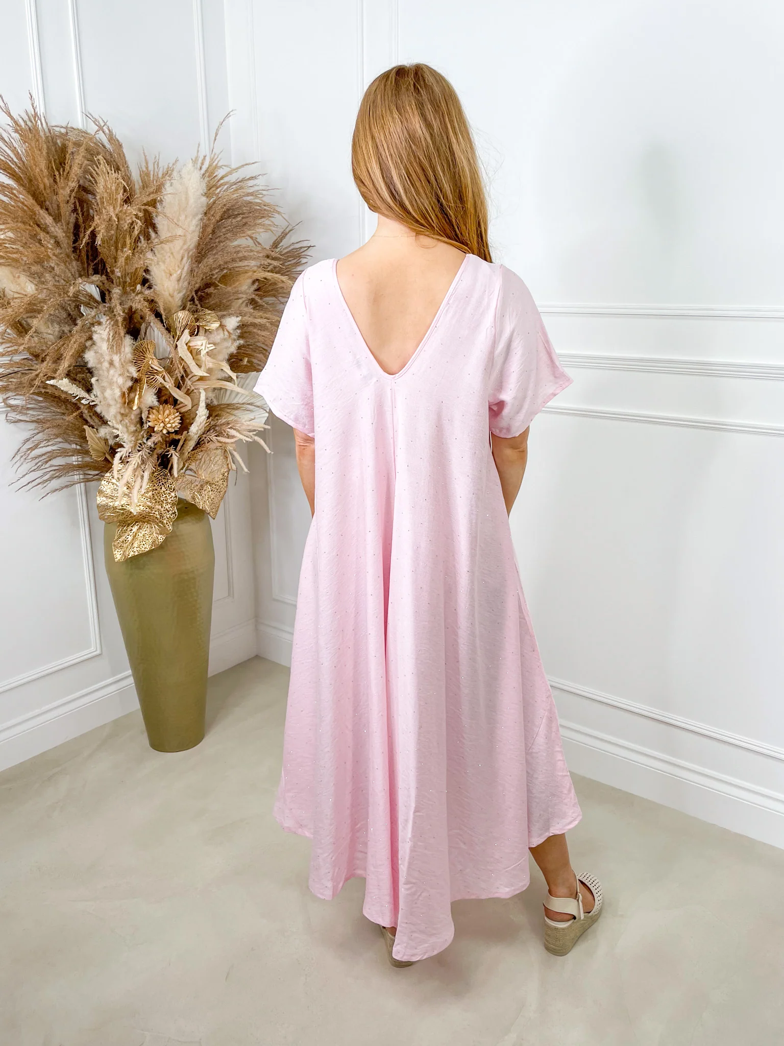 Scarlett Rhinestone Oversized Shift Dress - Baby Pink - Image 5