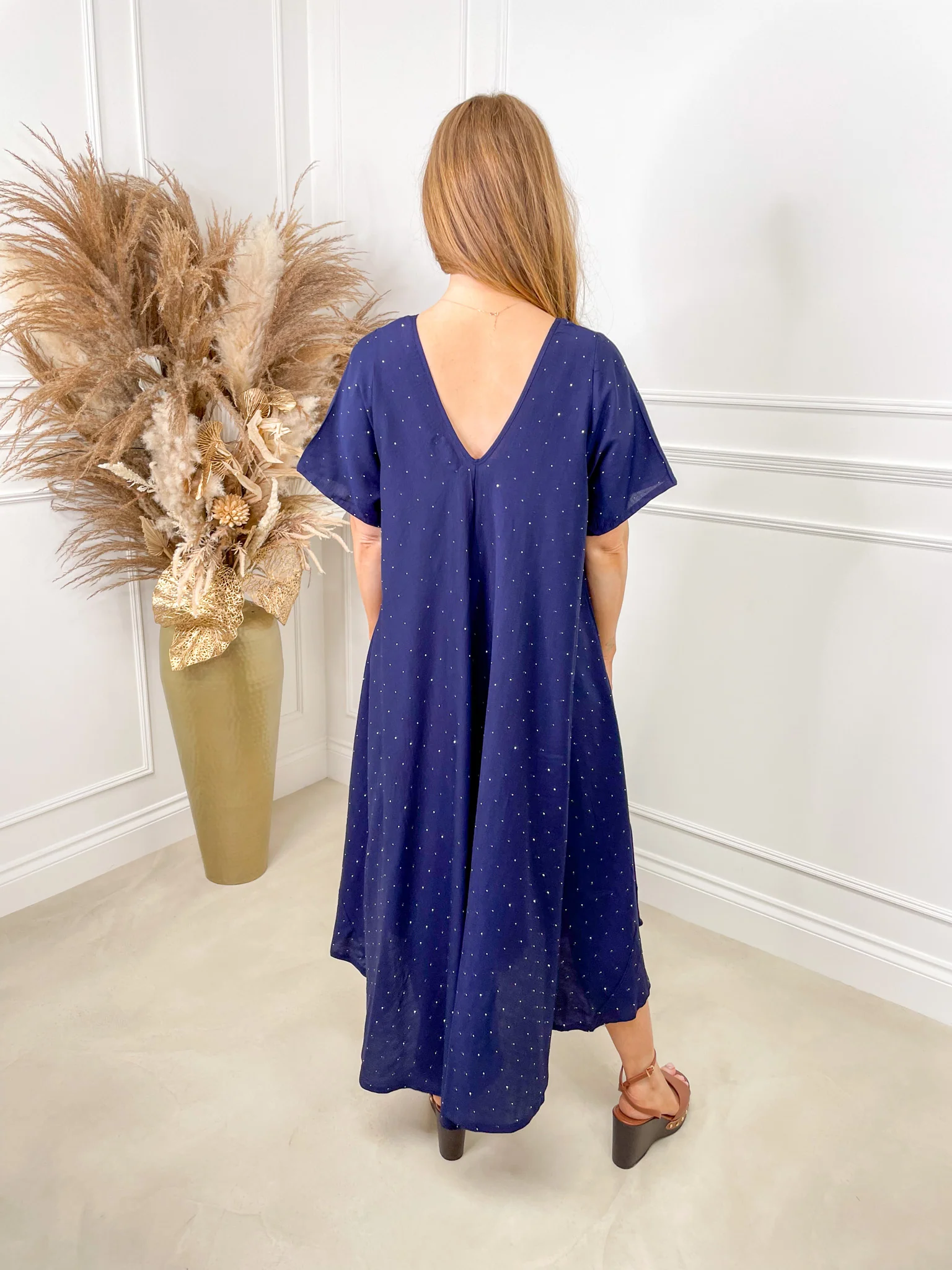 Scarlett Rhinestone Oversized Shift Dress - Navy - Image 6