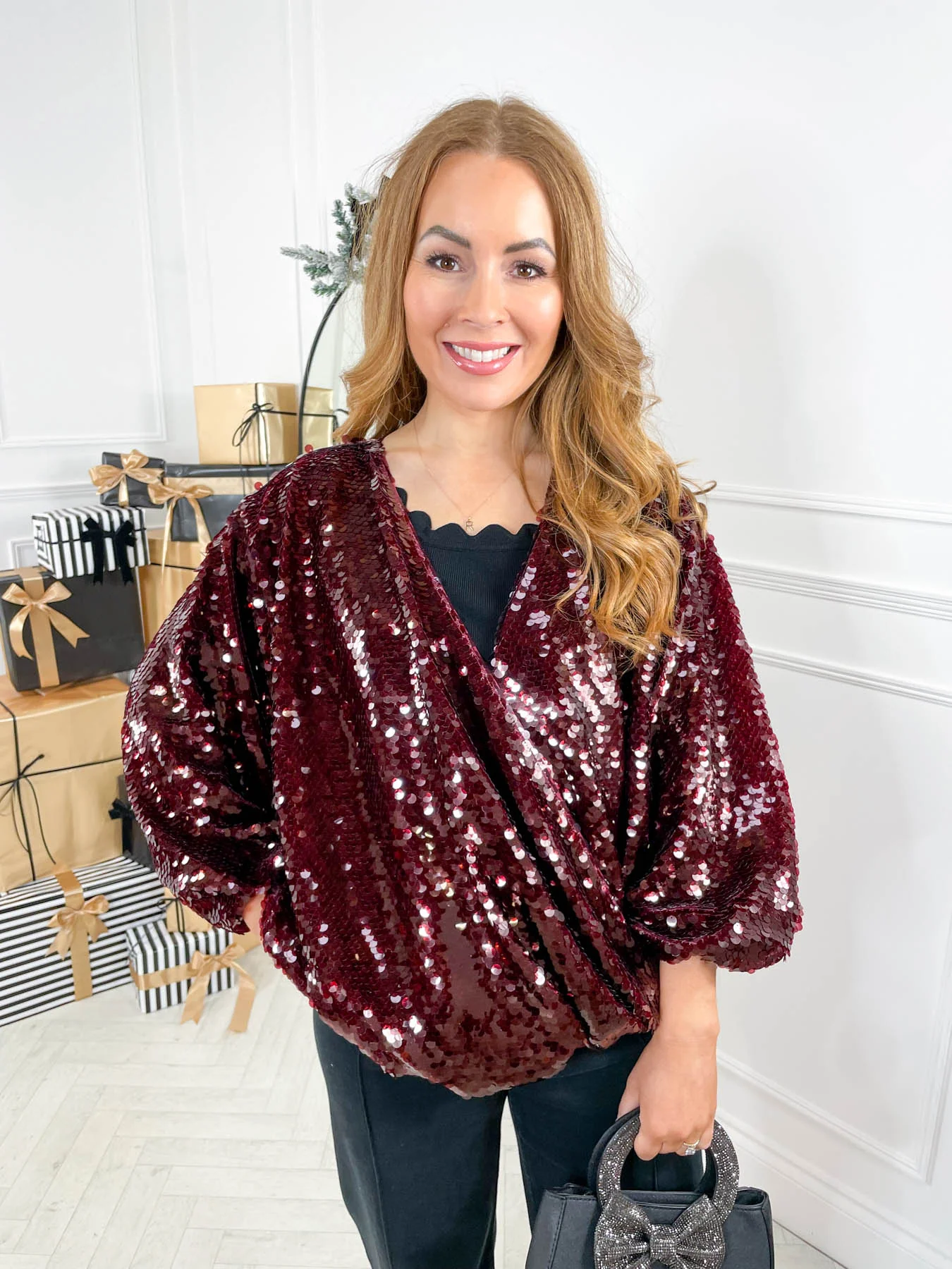 Tatum Sequin Top - Burgundy - Image 2