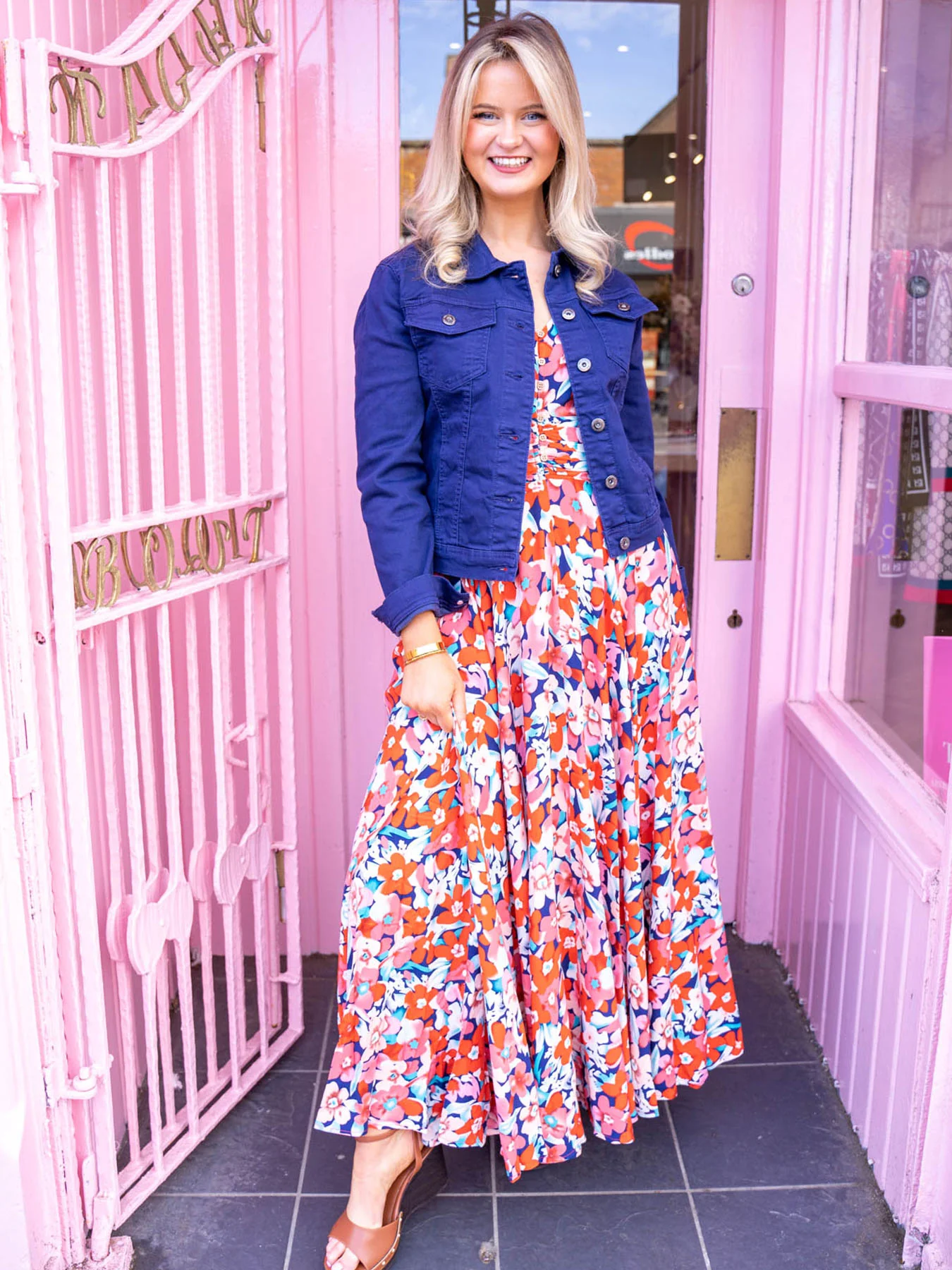 Tiara Midi Dress - Red Floral - Image 3