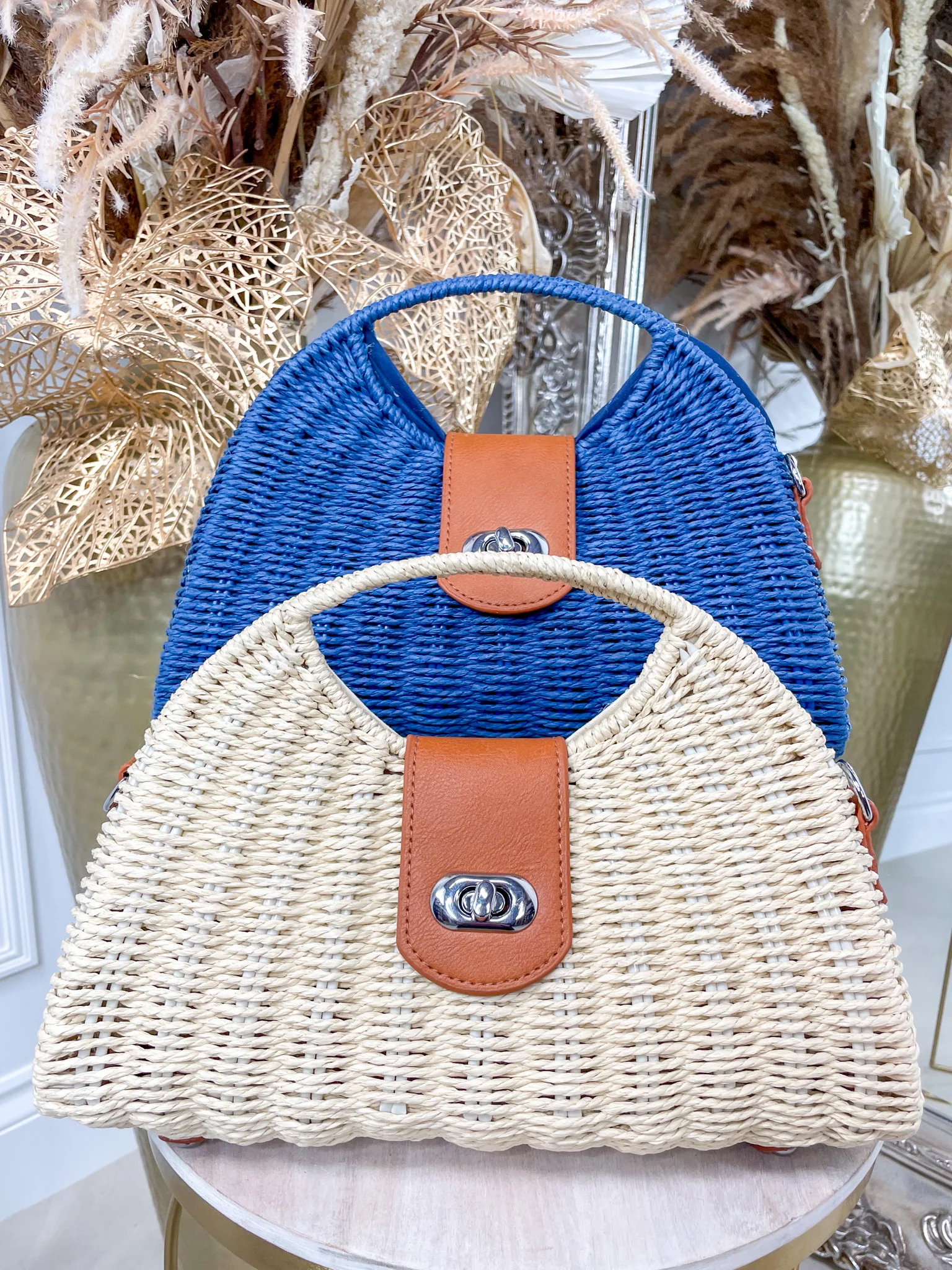 Tilly Woven Bag- Blue - Image 4