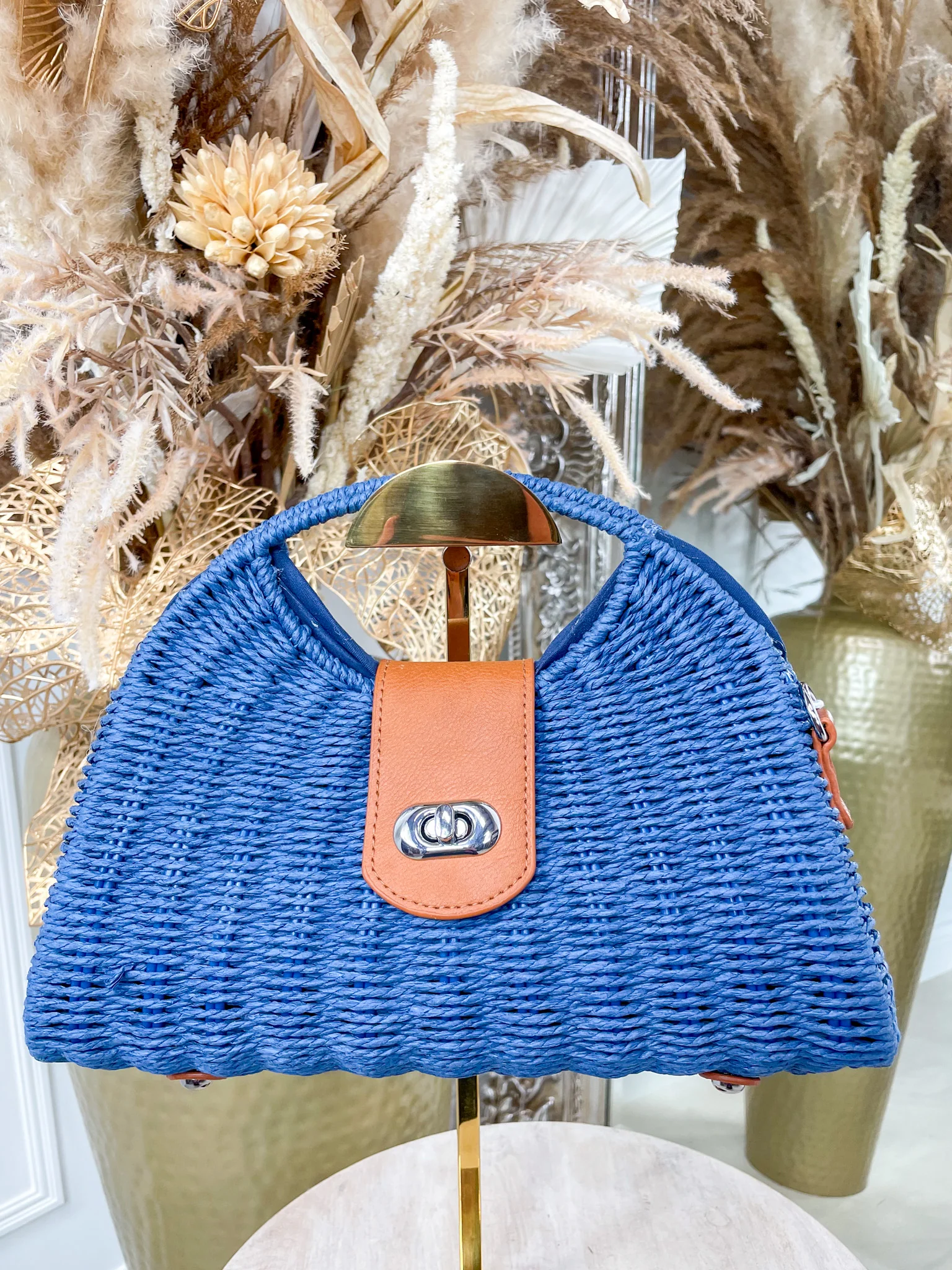Tilly Woven Bag- Blue - Image 5